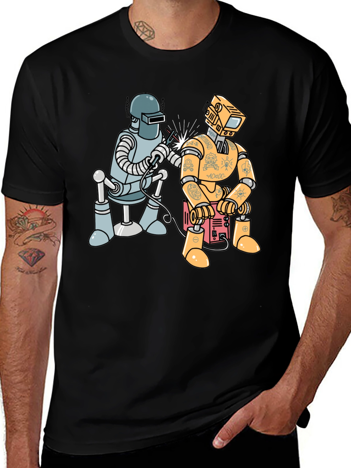 Variant 10 of Robot Tattoo Graphic Tee - Unique Design