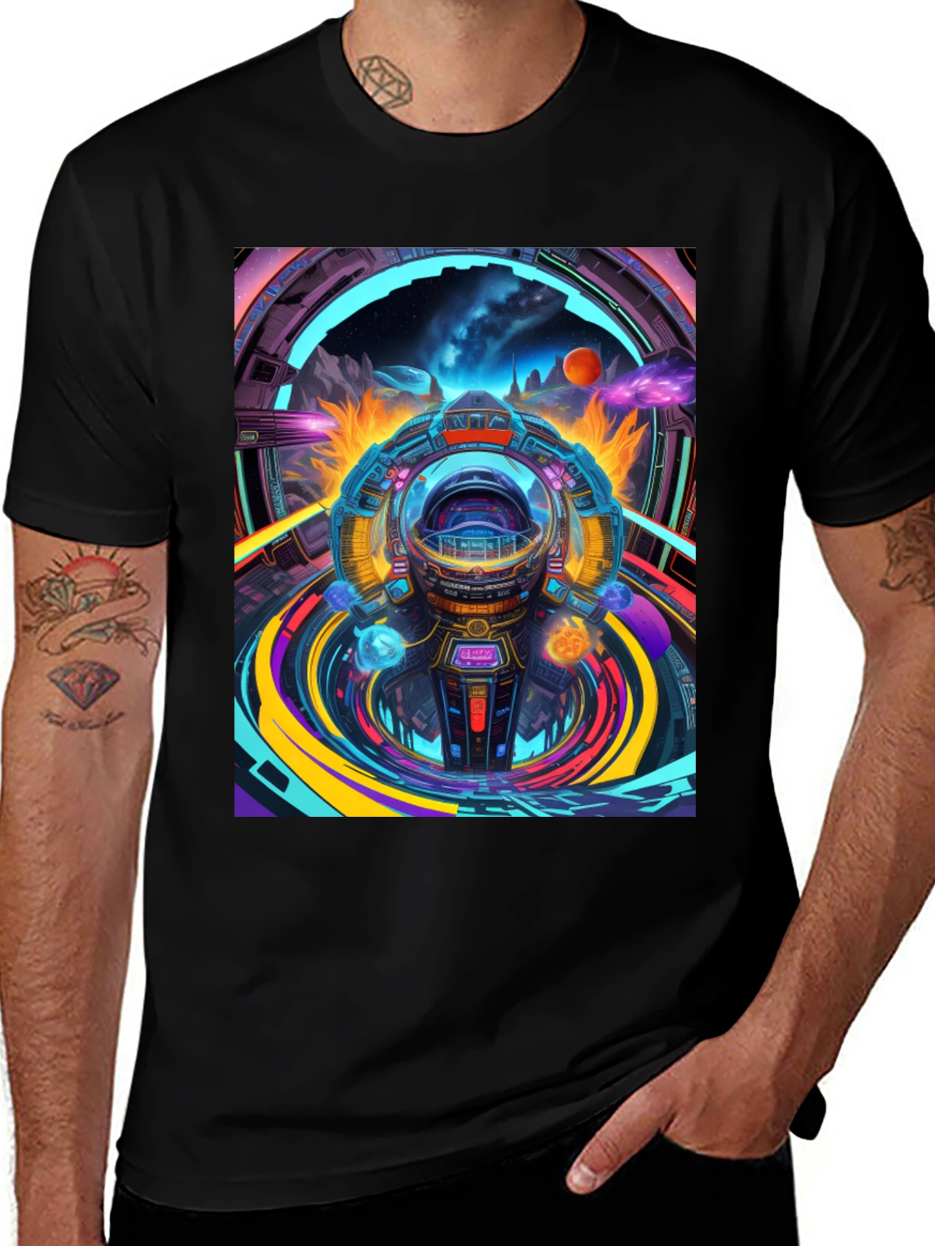 Sci-Fi Portal T-Shirt - Black Graphic Tee