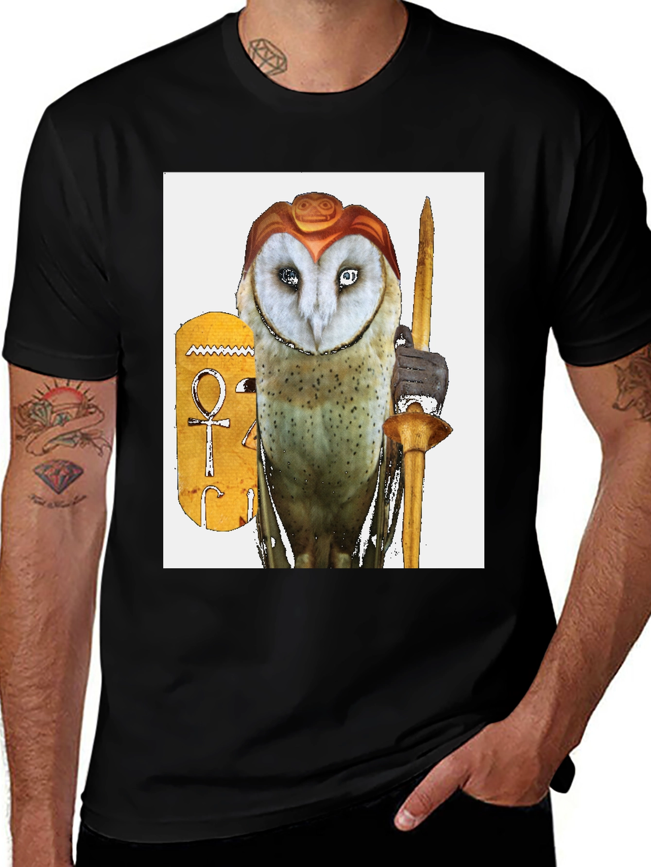 Variant 26 of Egyptian Owl T-Shirt: Unique Pharaoh Bird Tee