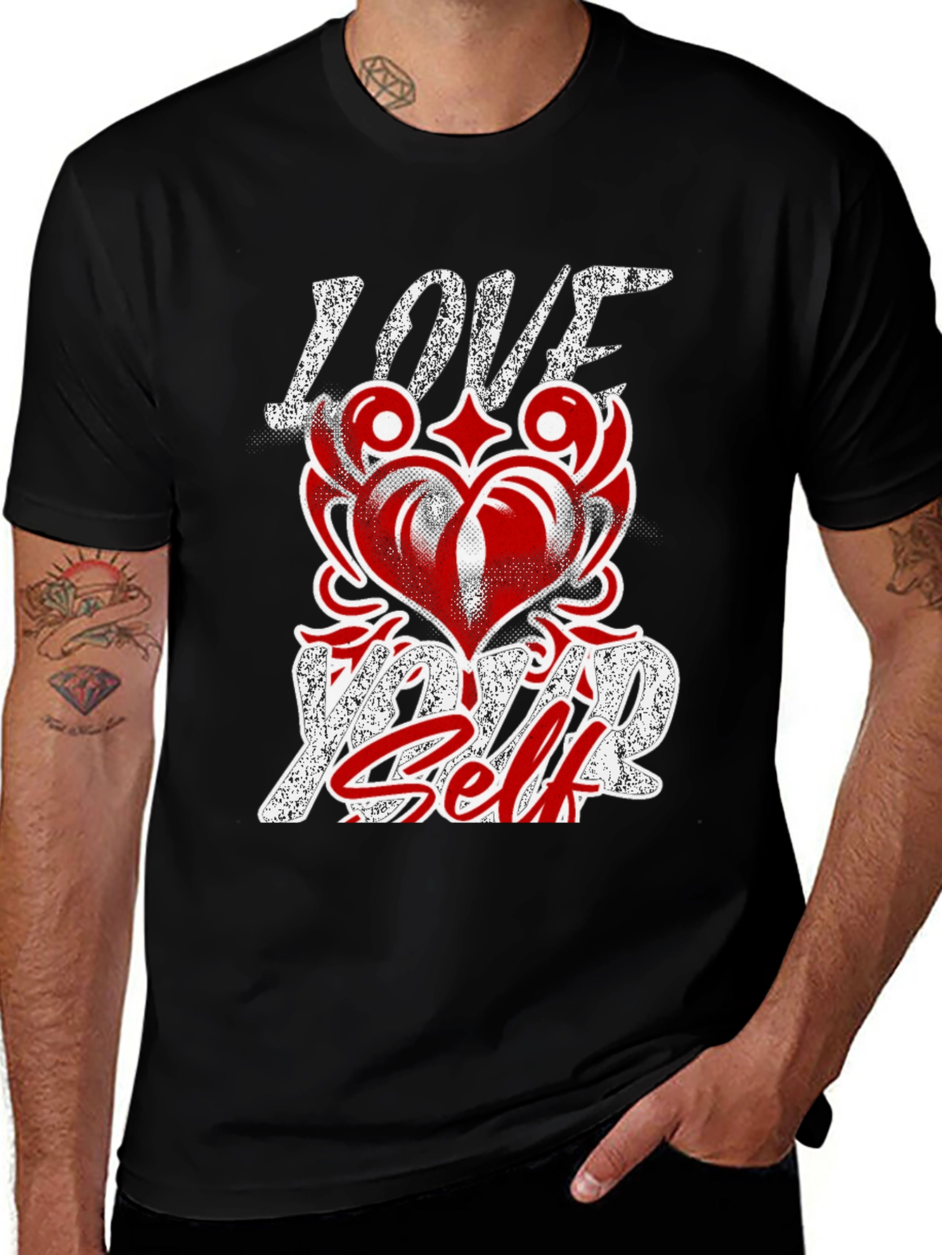 Variant 2 of Love Yourself Graphic T-Shirt - Black