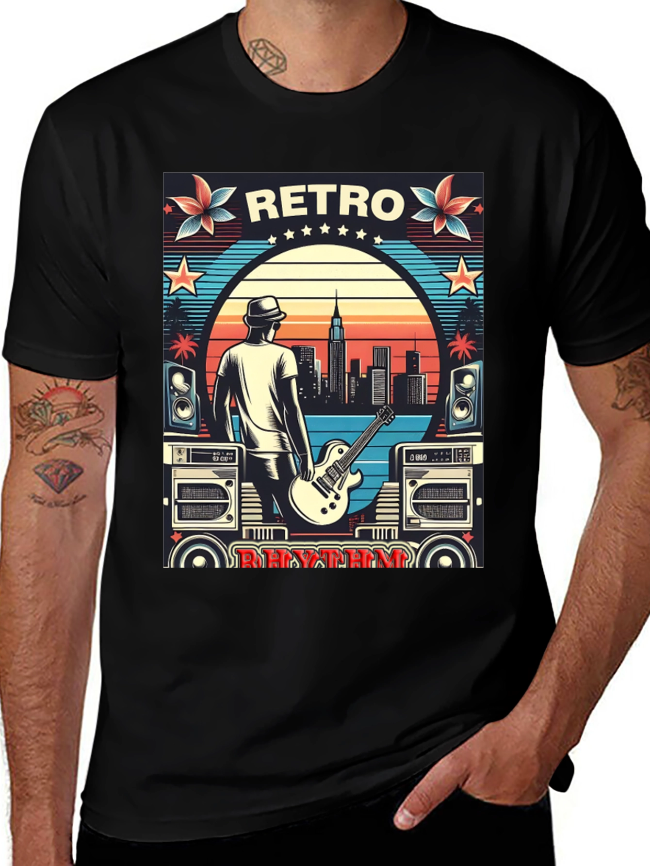 Variant 2 of Retro Rhythm Graphic Tee - Vintage Music Lover's Shirt