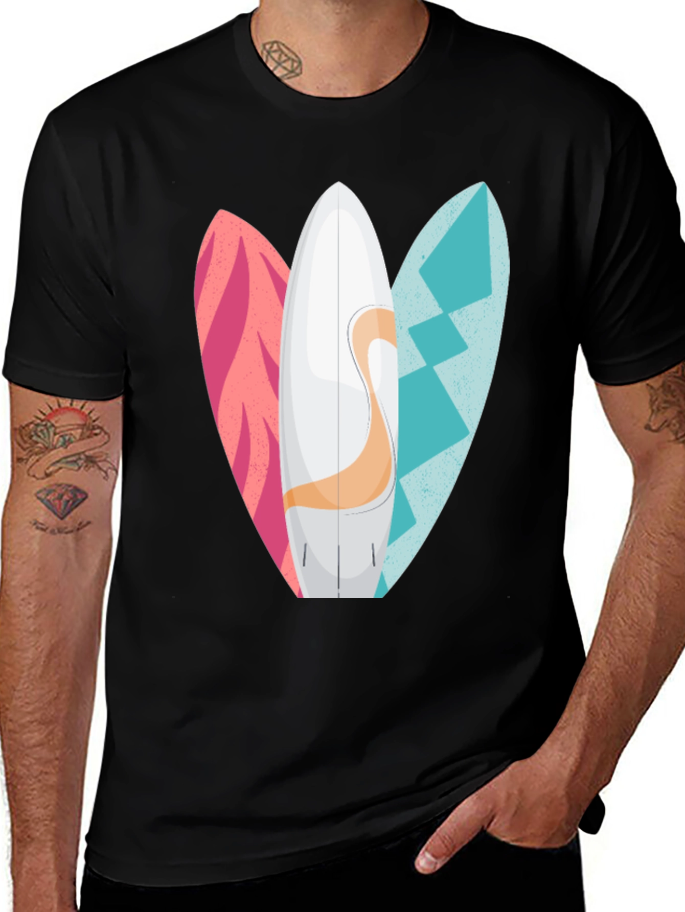 Variant 10 of Surfboards Graphic Men's Black T-Shirt