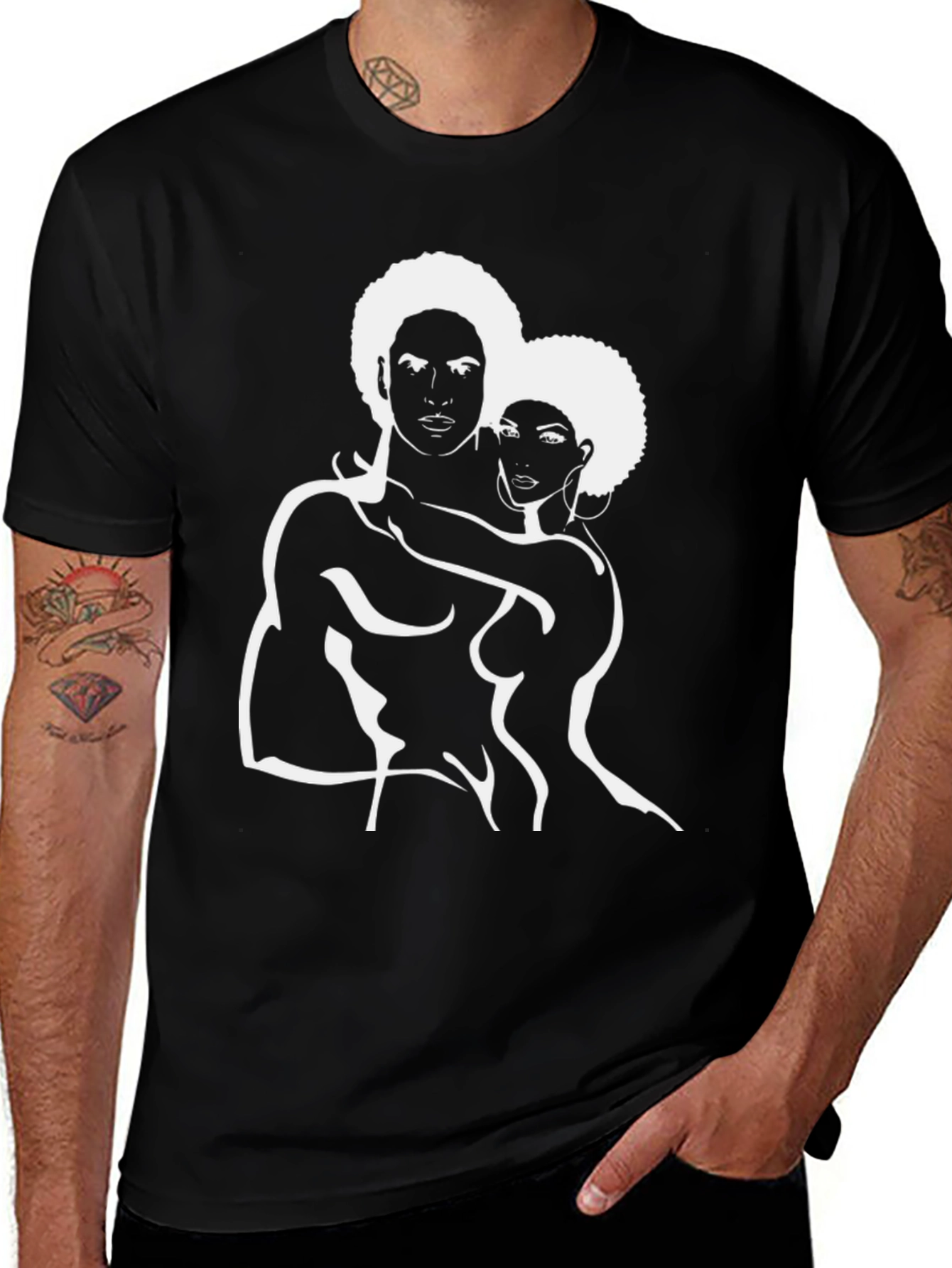 Variant 10 of Afro Love Graphic T-Shirt - Black