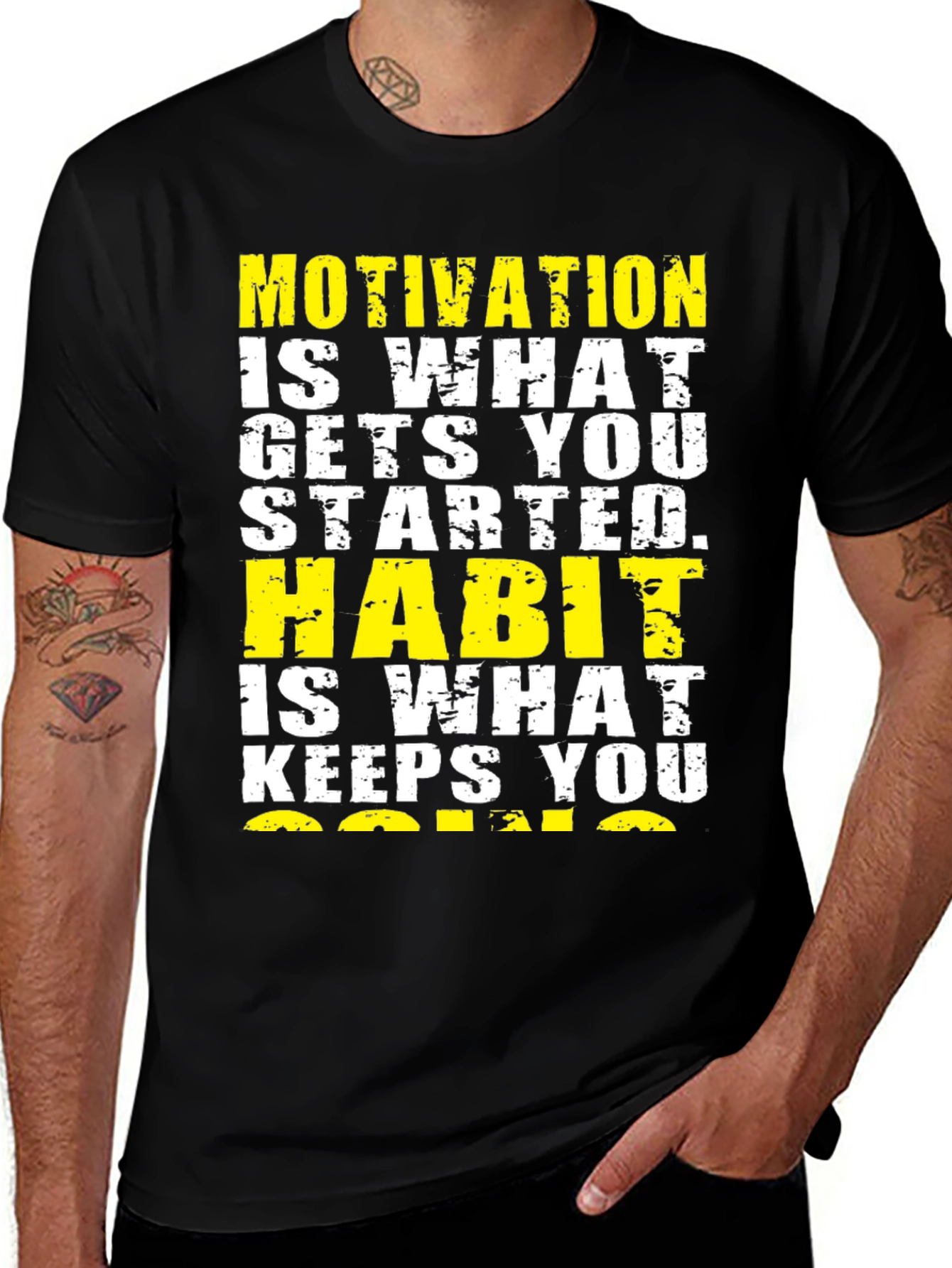 Variant 29 of Motivation & Habit Graphic Tee - Mens Black T-Shirt