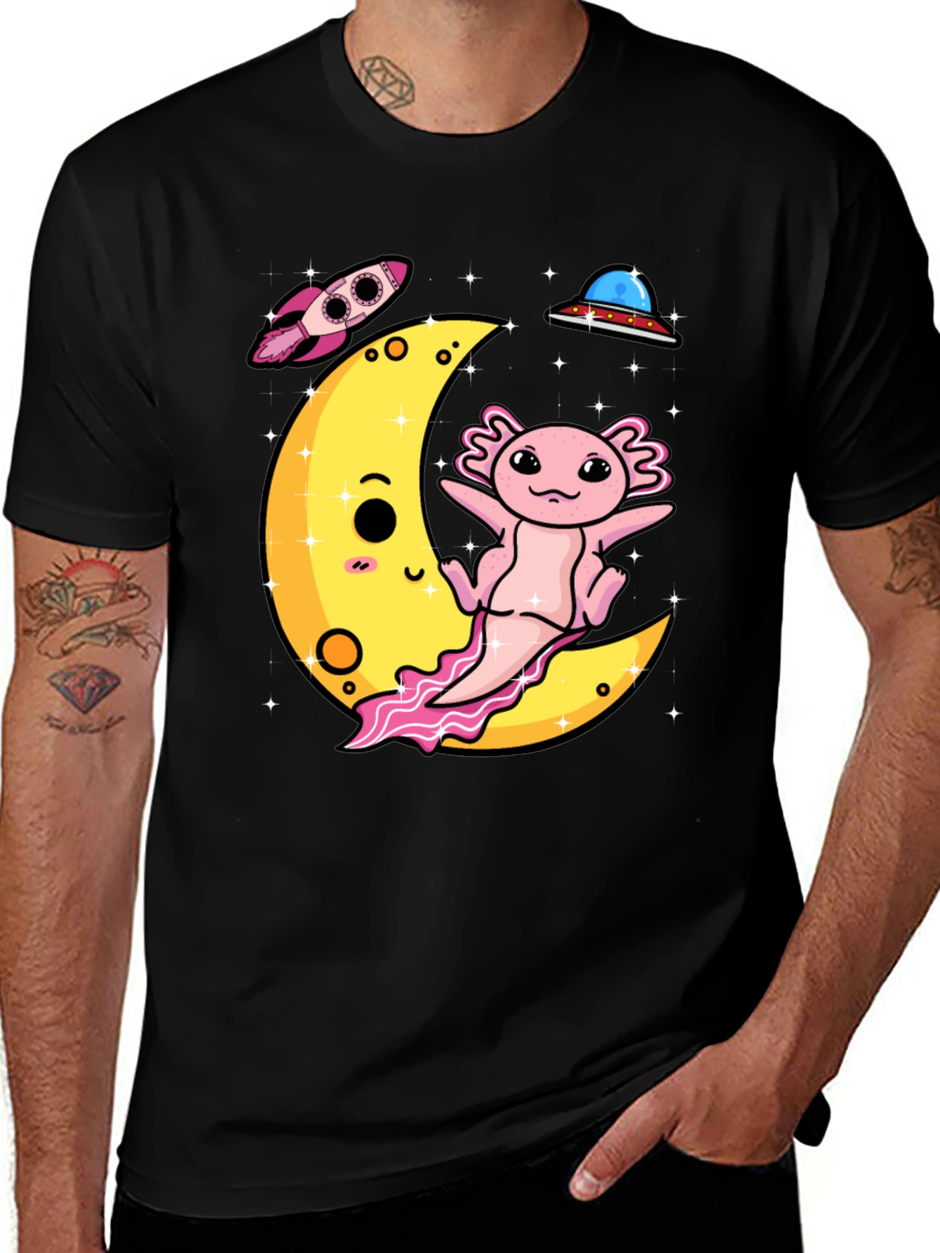 Variant 27 of Axolotl on Moon Graphic Tee