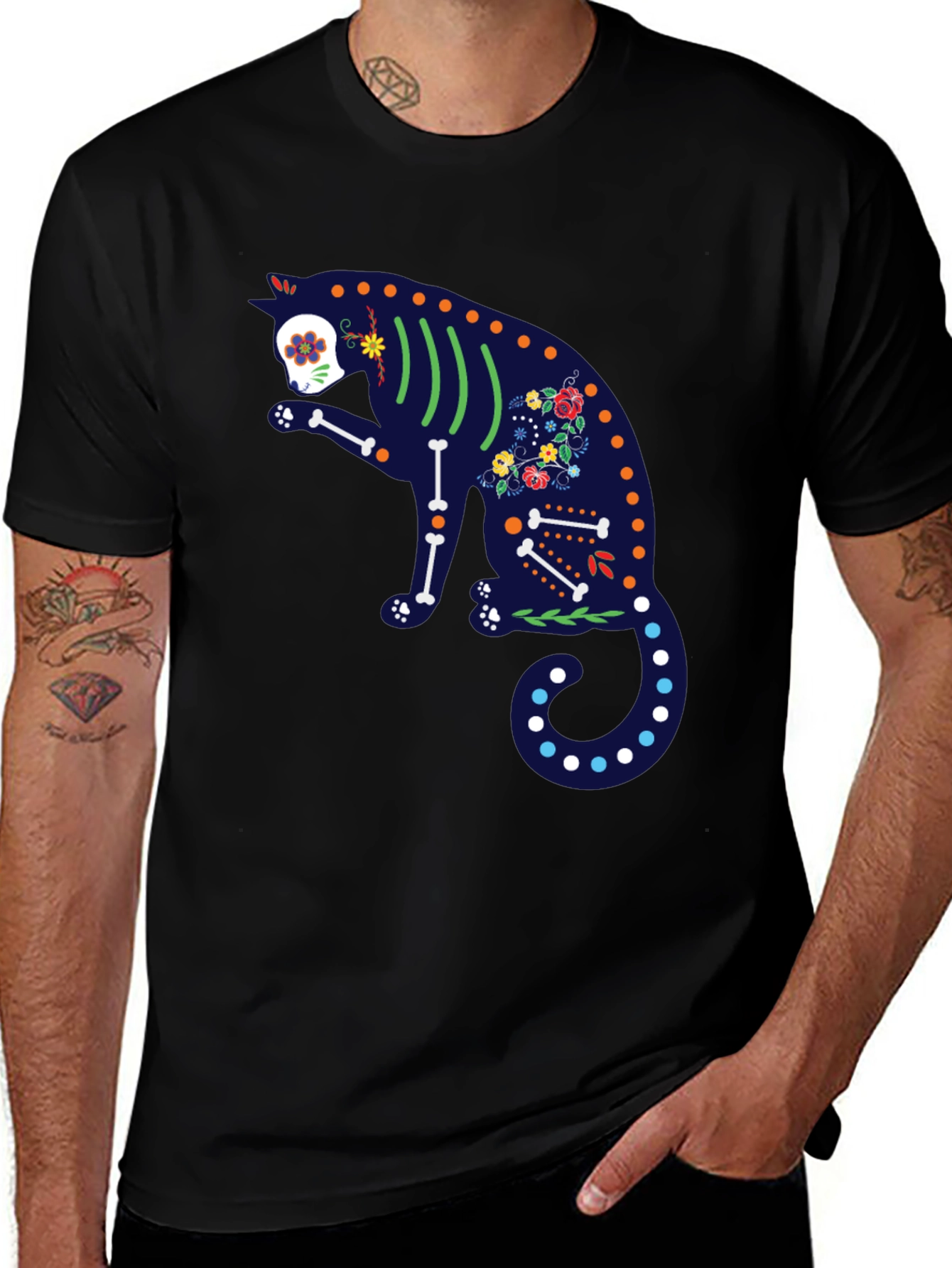 Variant 30 of Sugar Skull Cat Graphic T-Shirt