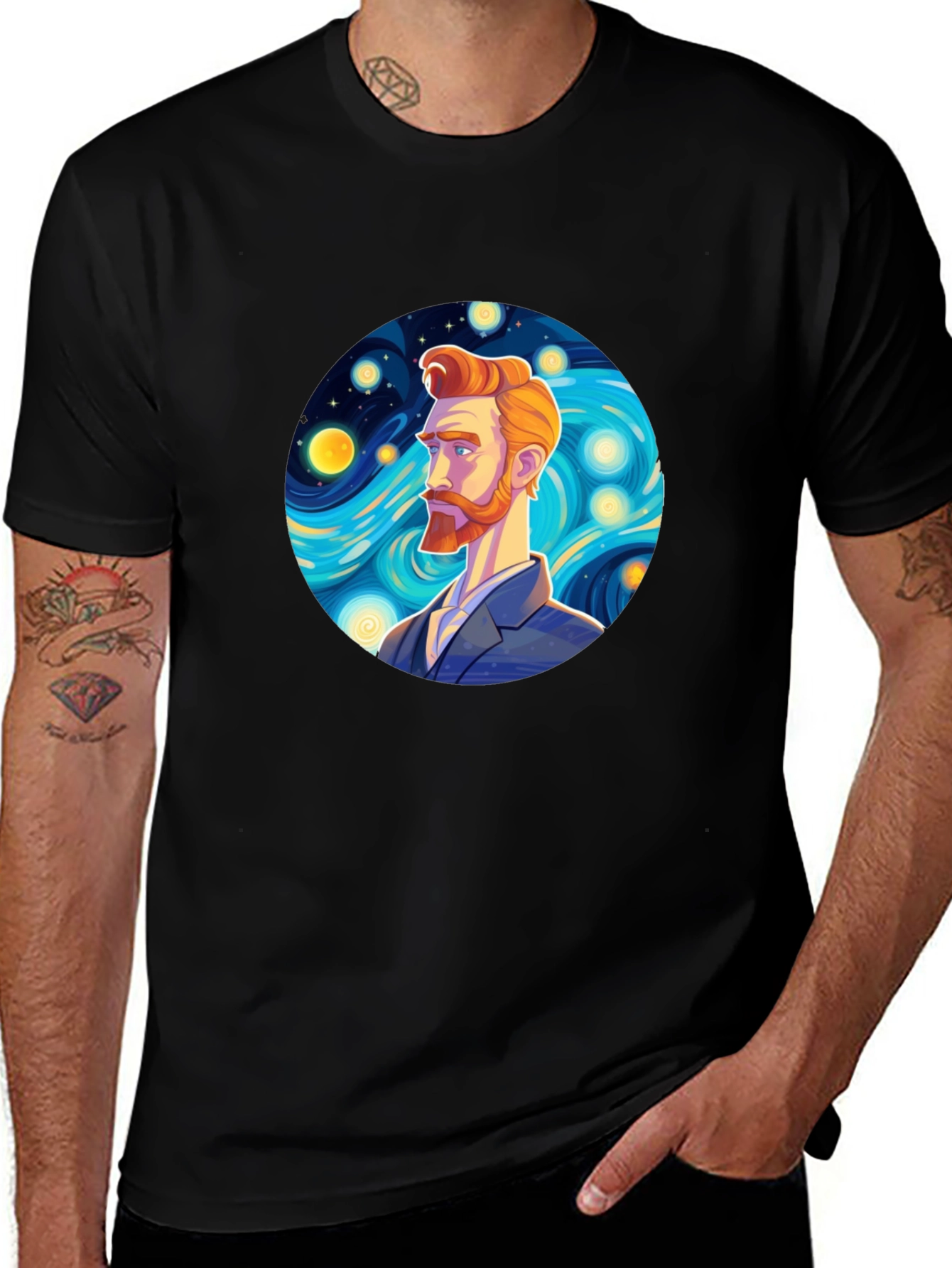 Variant 10 of Starry Night Vincent T-Shirt - Artistic Design