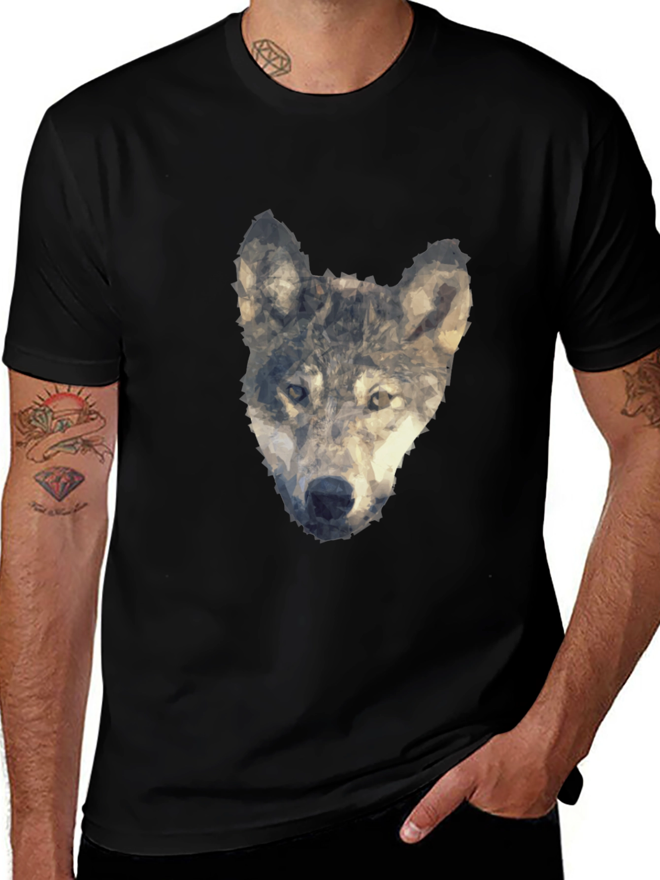 Variant 17 of Wolf Graphic Print Tee - Modern Artistic Design
