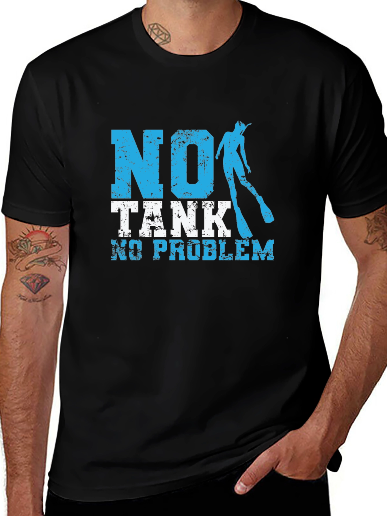 Variant 5 of No Tank No Problem Scuba Diving T-Shirt