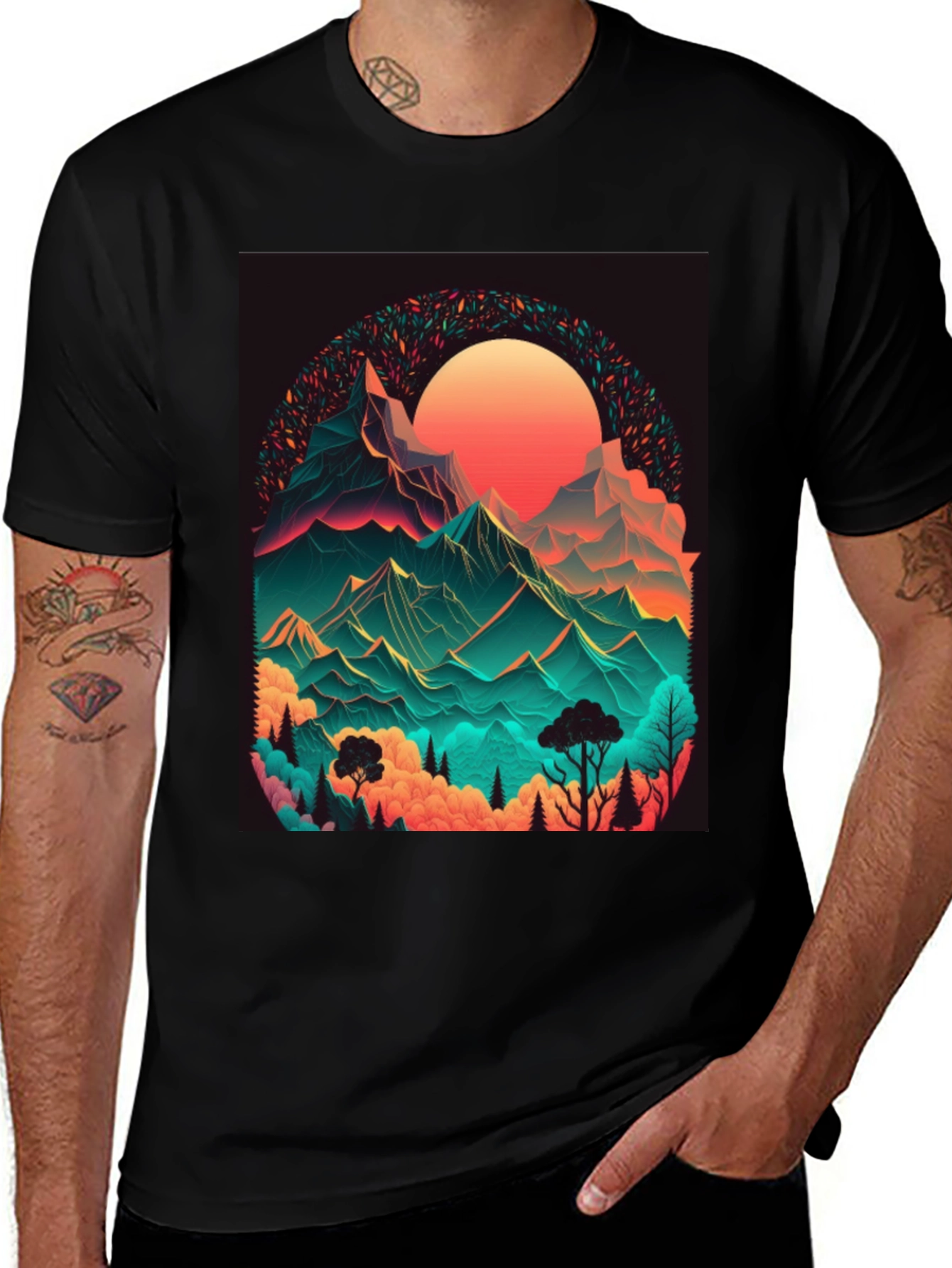 Variant 18 of Vibrant Mountain Sunset Graphic Tee