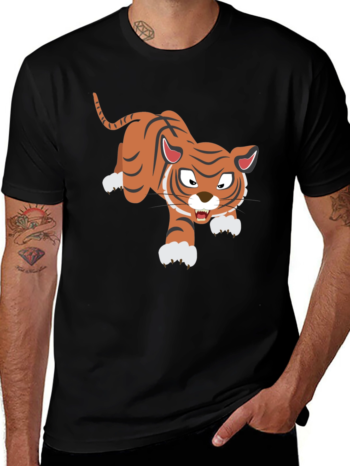 Variant 14 of Tiger Graphic Tee - Bold Black Cotton T-Shirt