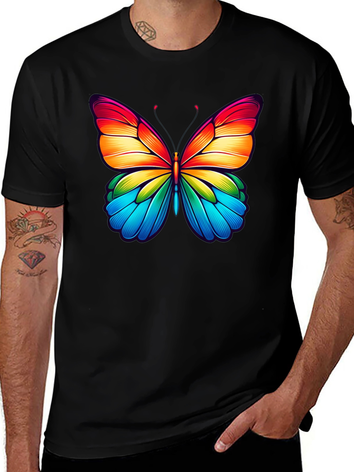 Variant 6 of Rainbow Butterfly Graphic Tee