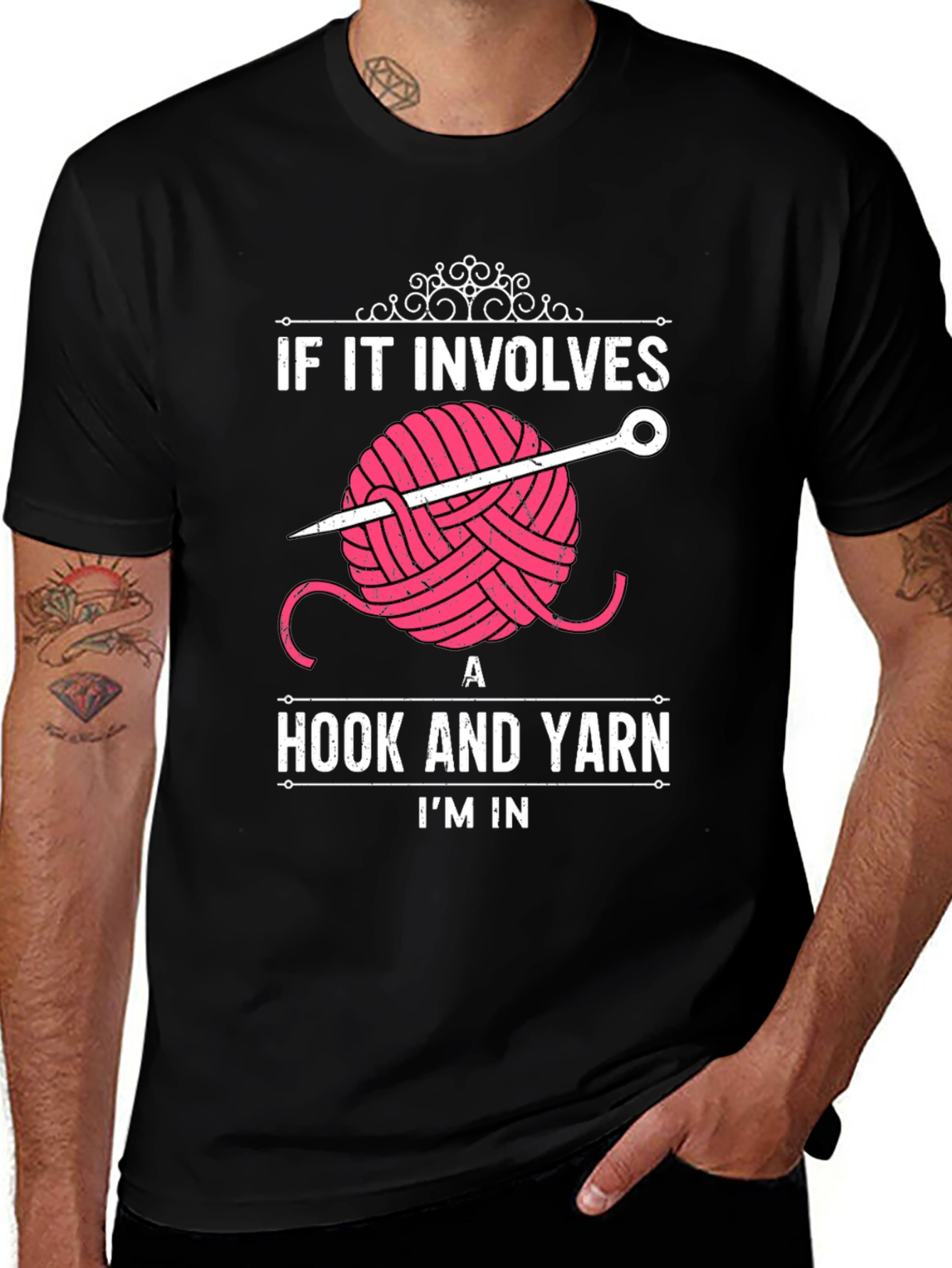 Variant 24 of Crochet Lover T-Shirt - Hook and Yarn, I'm In!