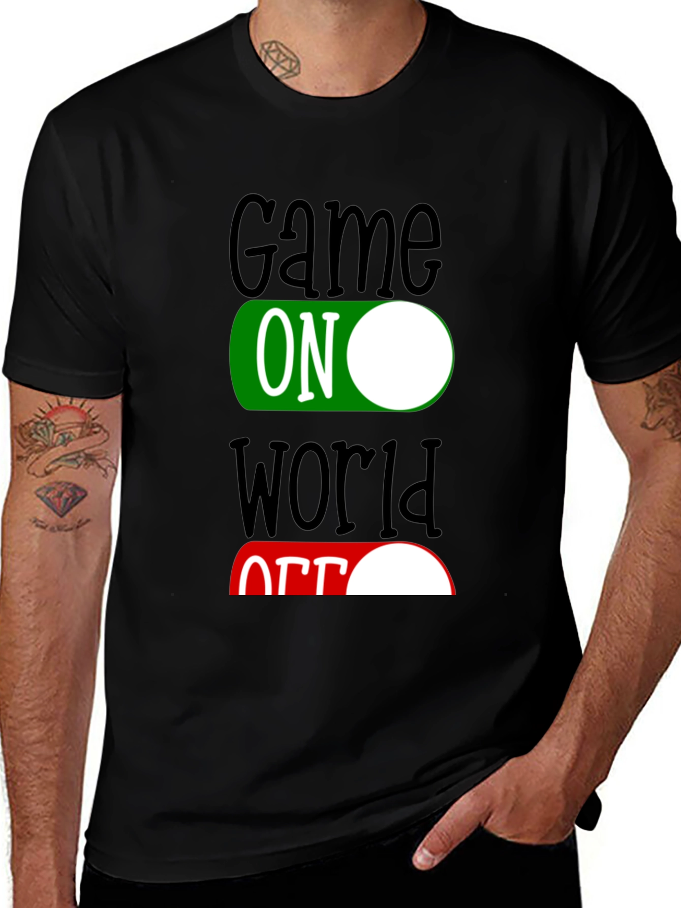 Variant 6 of Game On World Off Graphic Tee - Black T-Shirt