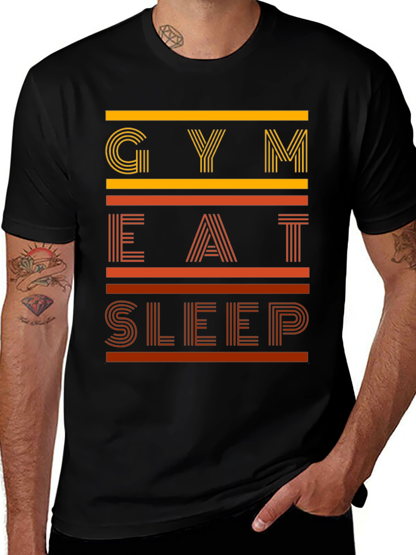 Variant 10 of Gym Eat Sleep Black Graphic Tee - Workout T-Shirt