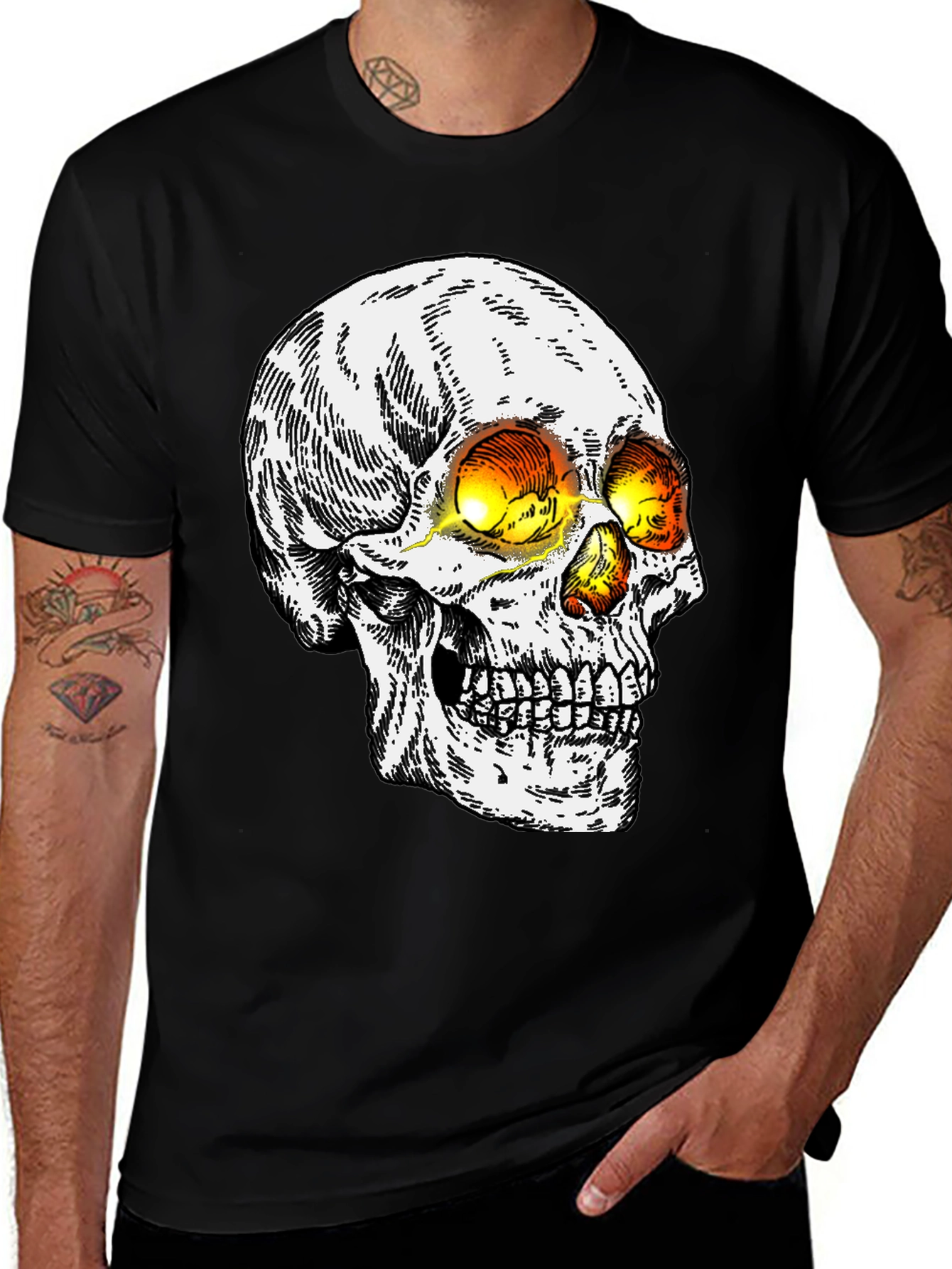 Variant 15 of Skull Graphic T-Shirt - Men's Black Tee