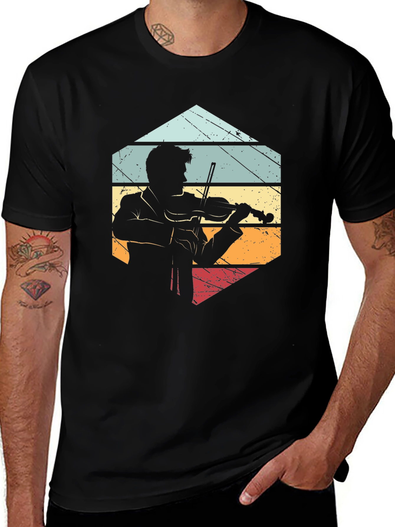 Variant 6 of Violin Player Retro T-Shirt