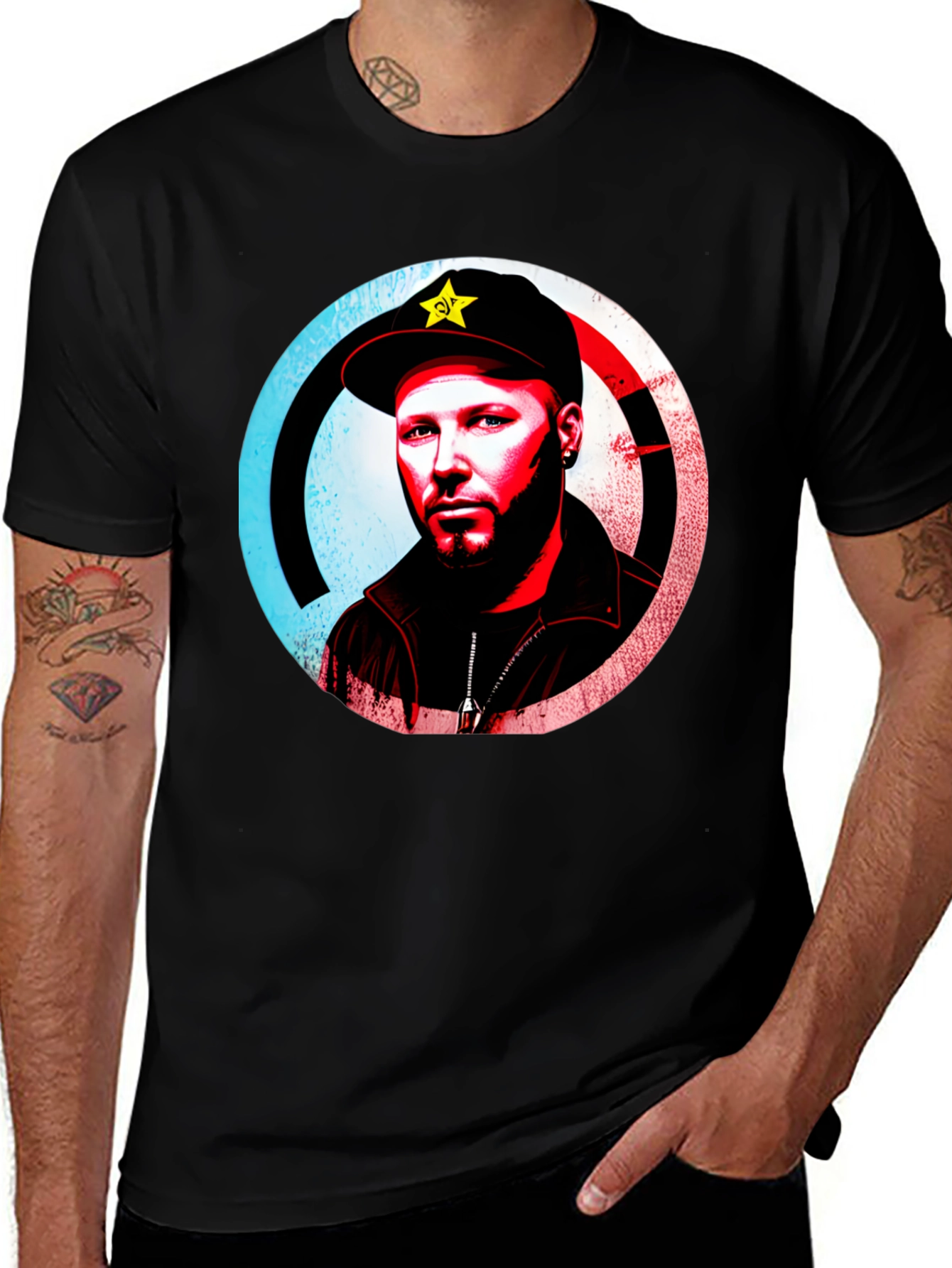 Variant 15 of Black T-Shirt with Graphic Design