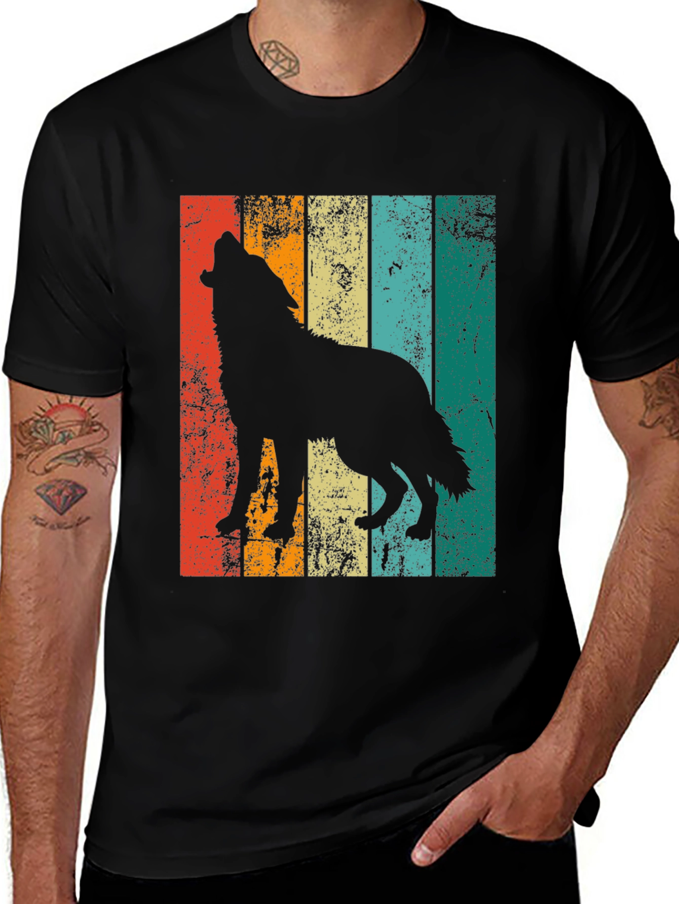 Variant 30 of Retro Wolf Silhouette Graphic Tee