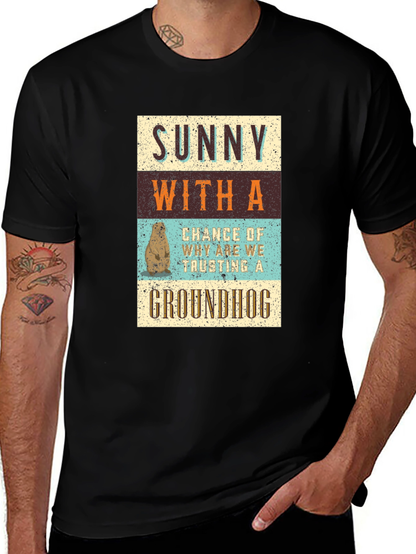 Variant 26 of Funny Groundhog Day T-Shirt: Sunny With a Chance