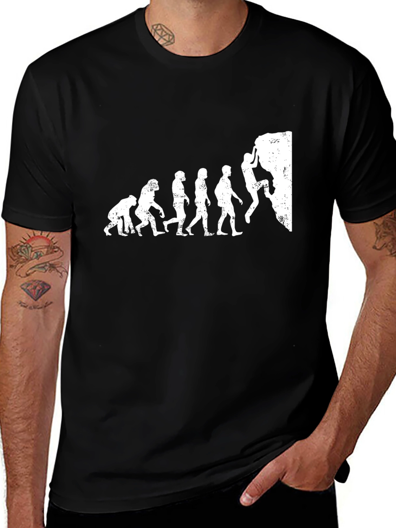 Variant 14 of Evolution of Climbing Black T-Shirt