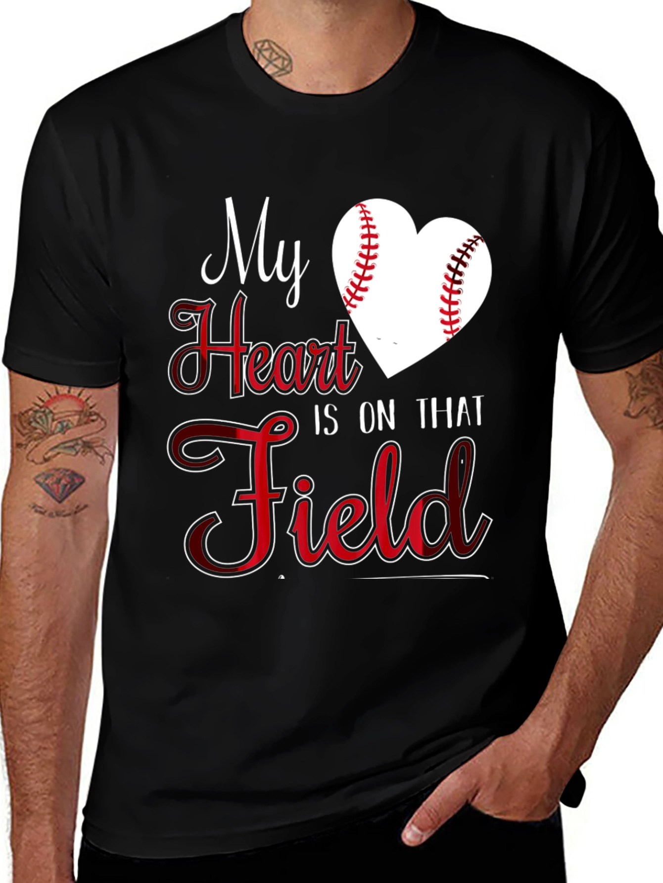 Variant 25 of Baseball Heart T-Shirt - My Heart Is On That Field Tee