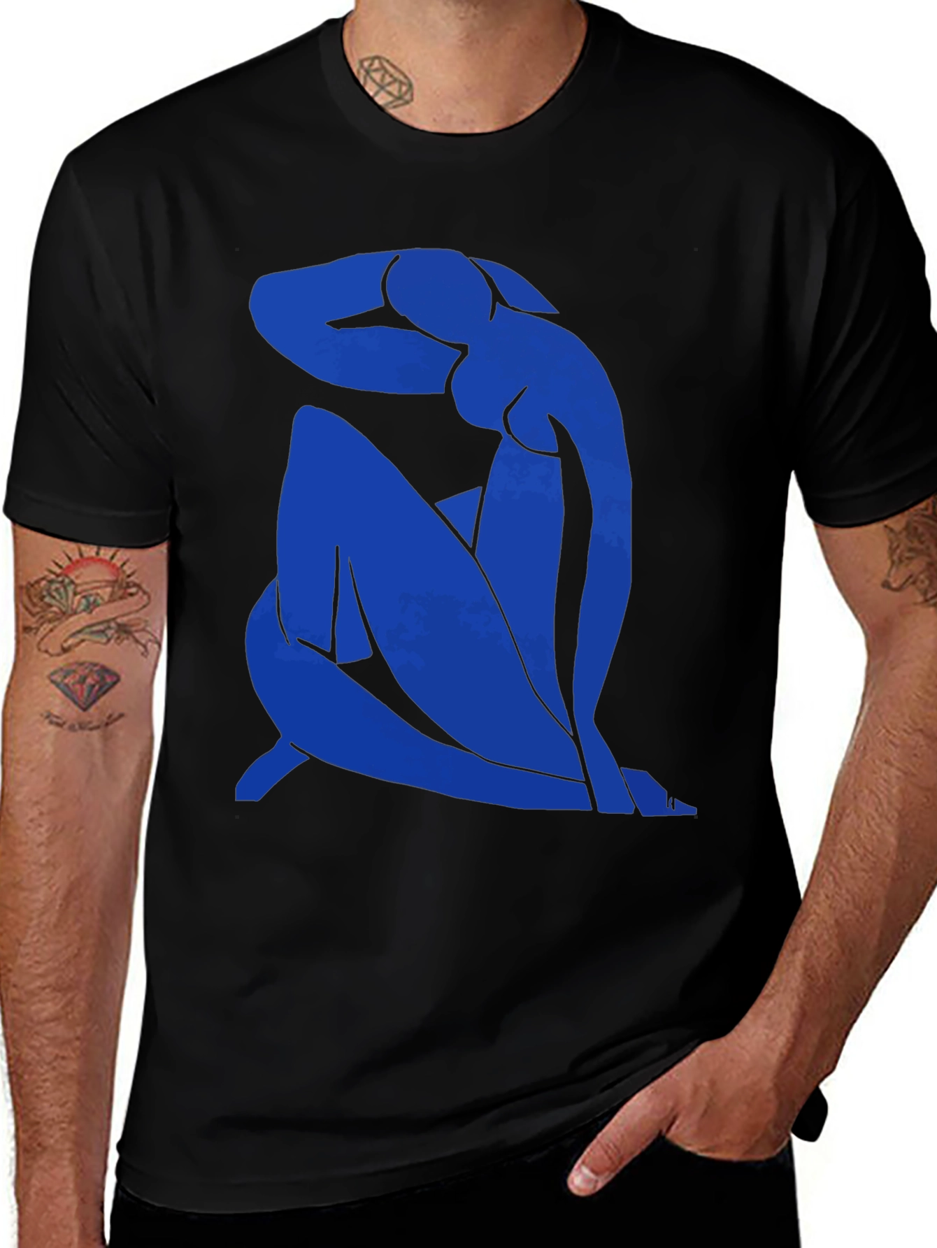 Variant 13 of Blue Nude Matisse Graphic Tee - Modern Art T-Shirt