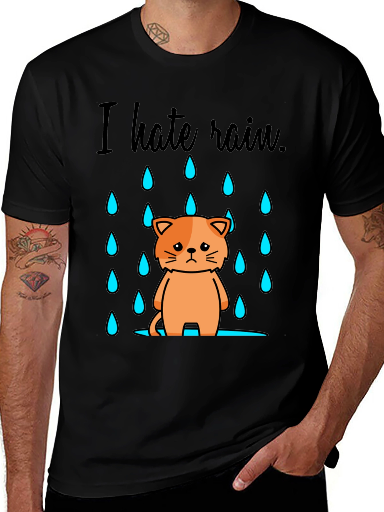 Variant 5 of I Hate Rain Cat T-Shirt - Funny Graphic Tee