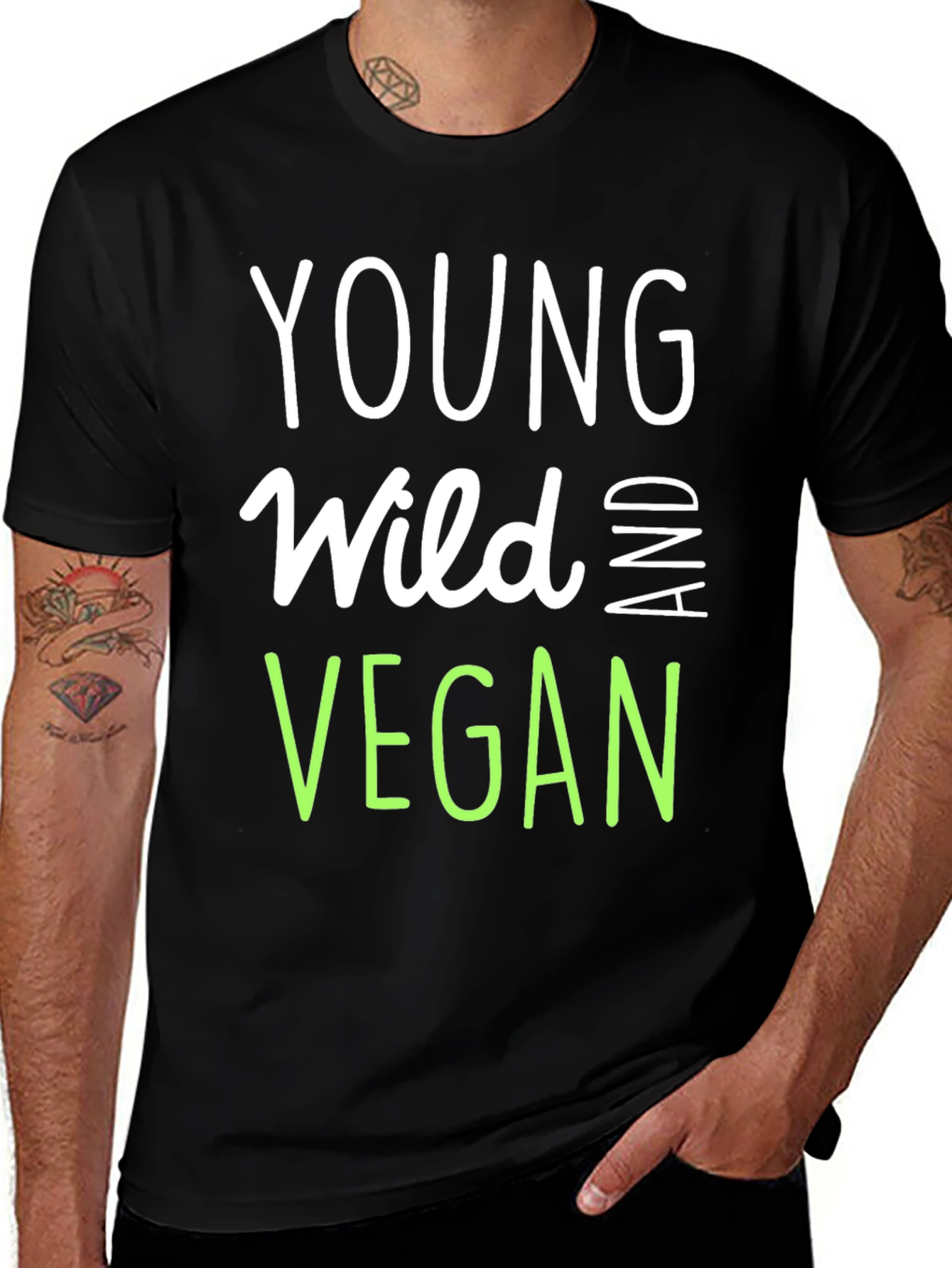 Variant 28 of Young Wild and Vegan Black Graphic T-Shirt