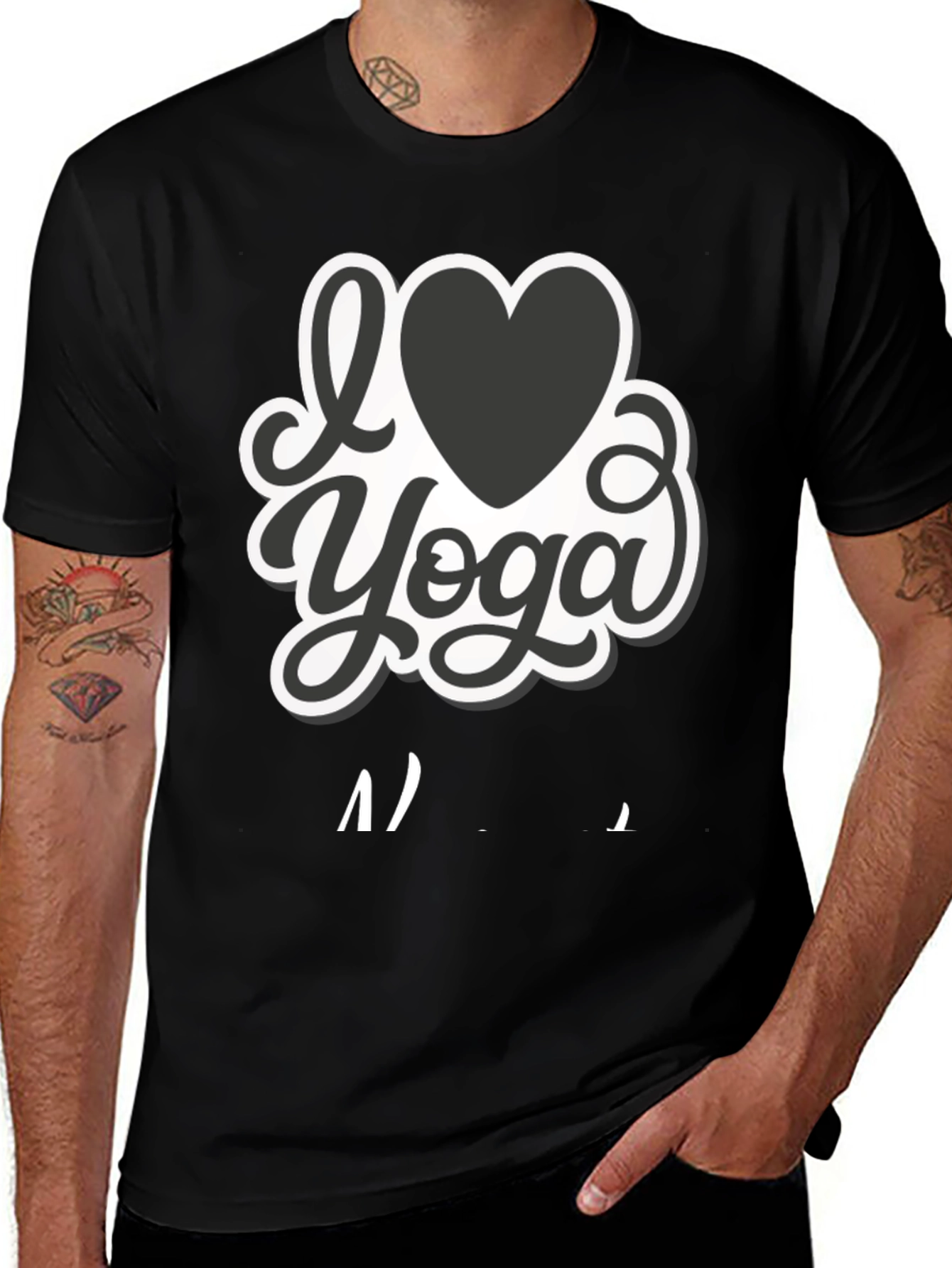 Variant 27 of I Love Yoga T-Shirt - Black Graphic Tee