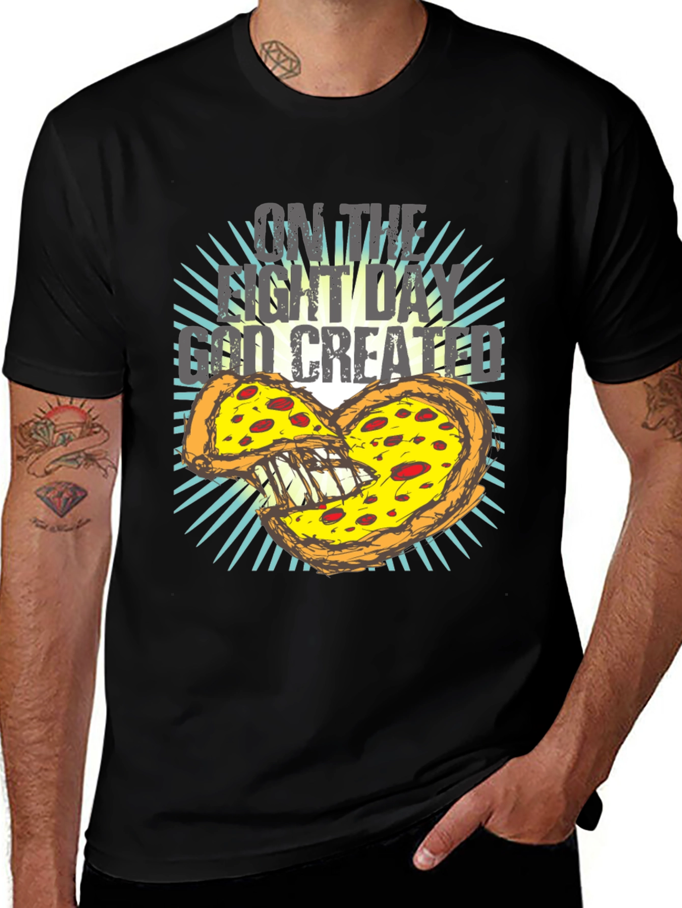 Variant 8 of Pizza God Created T-Shirt