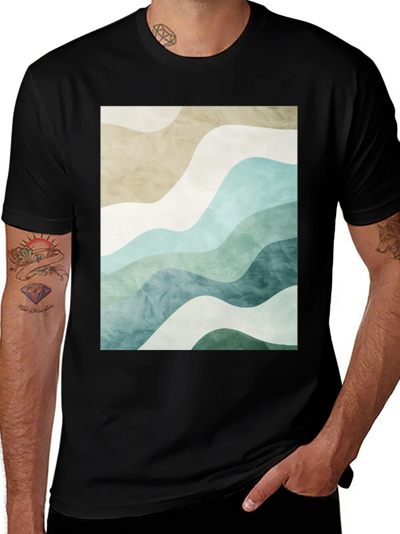 Variant 24 of Abstract Wave T-Shirt - Modern Art Tee