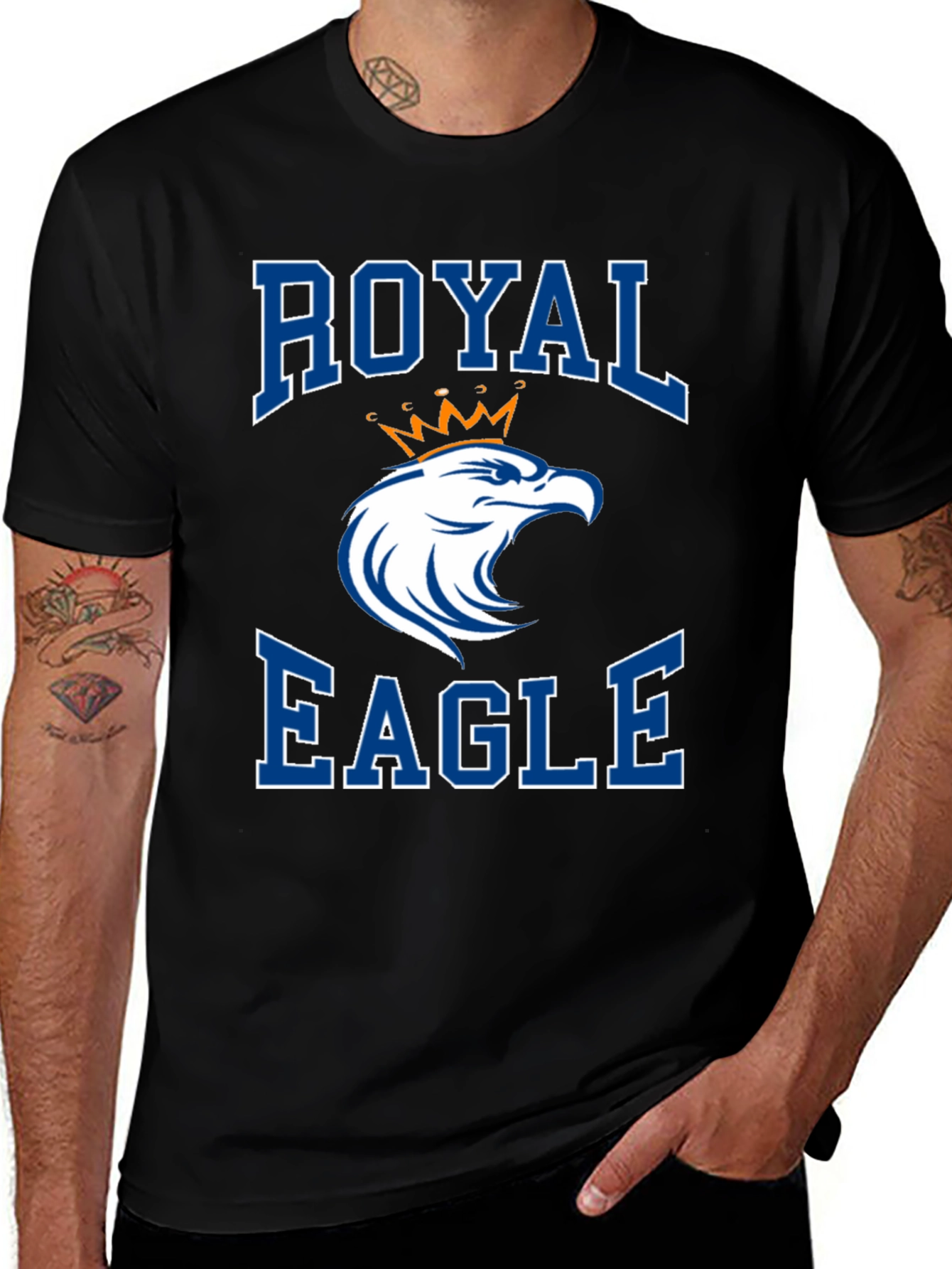 Royal Eagle Graphic Tee - Black Cotton Blend