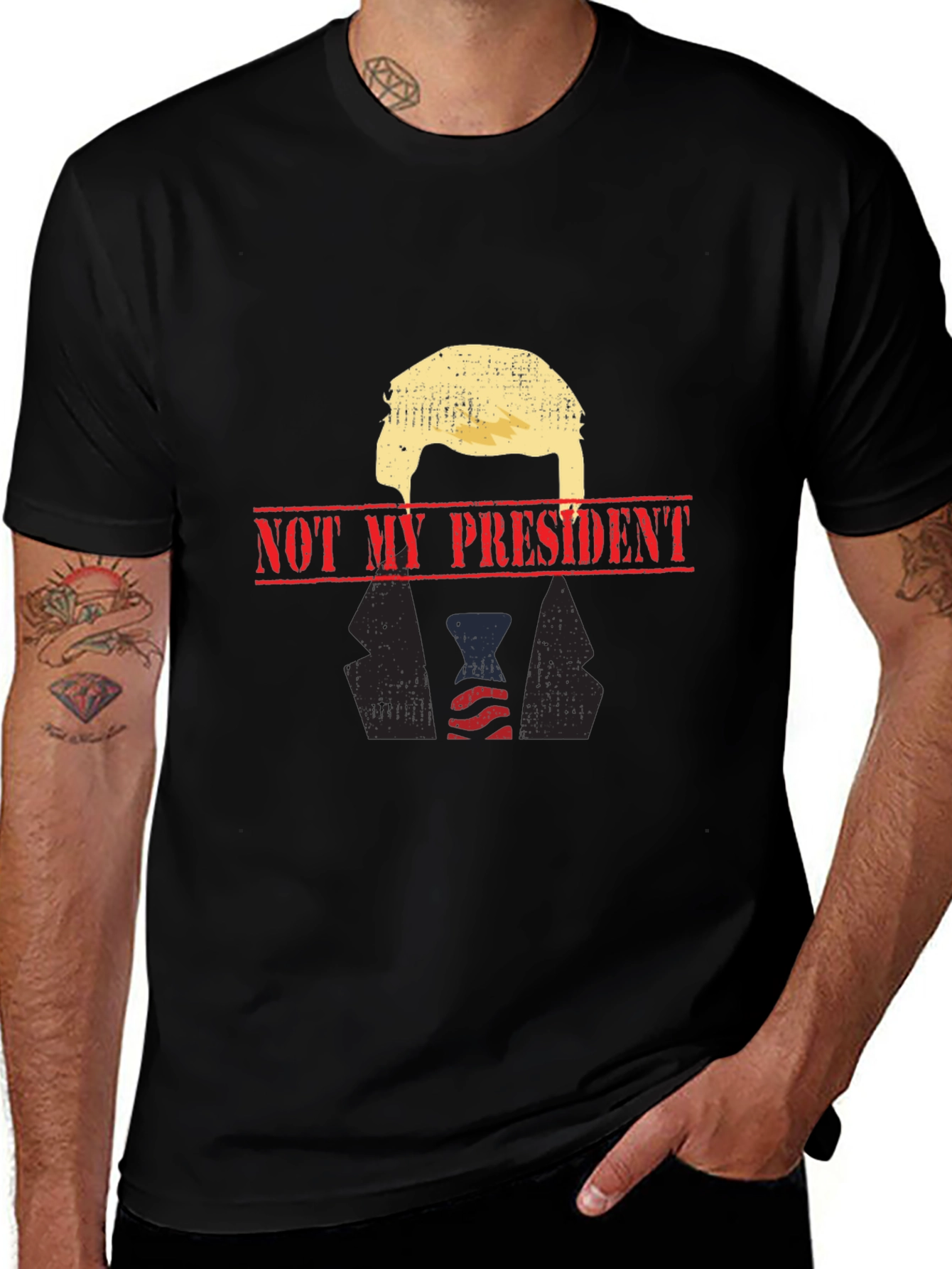 Variant 10 of Not My President Graphic Tee - Black Political T-Shirt