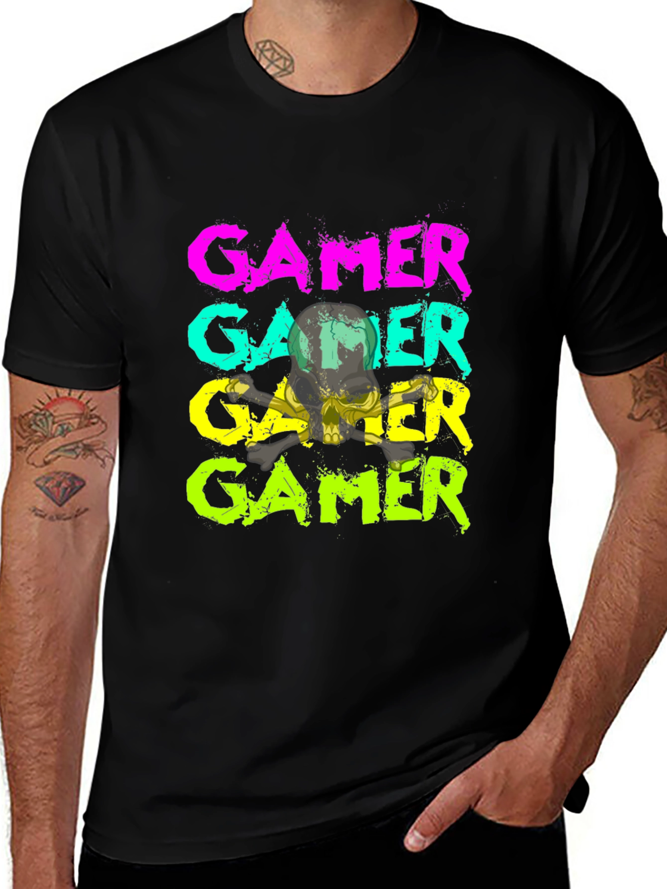 Variant 18 of Gamer Graphic Tee - Skull Design