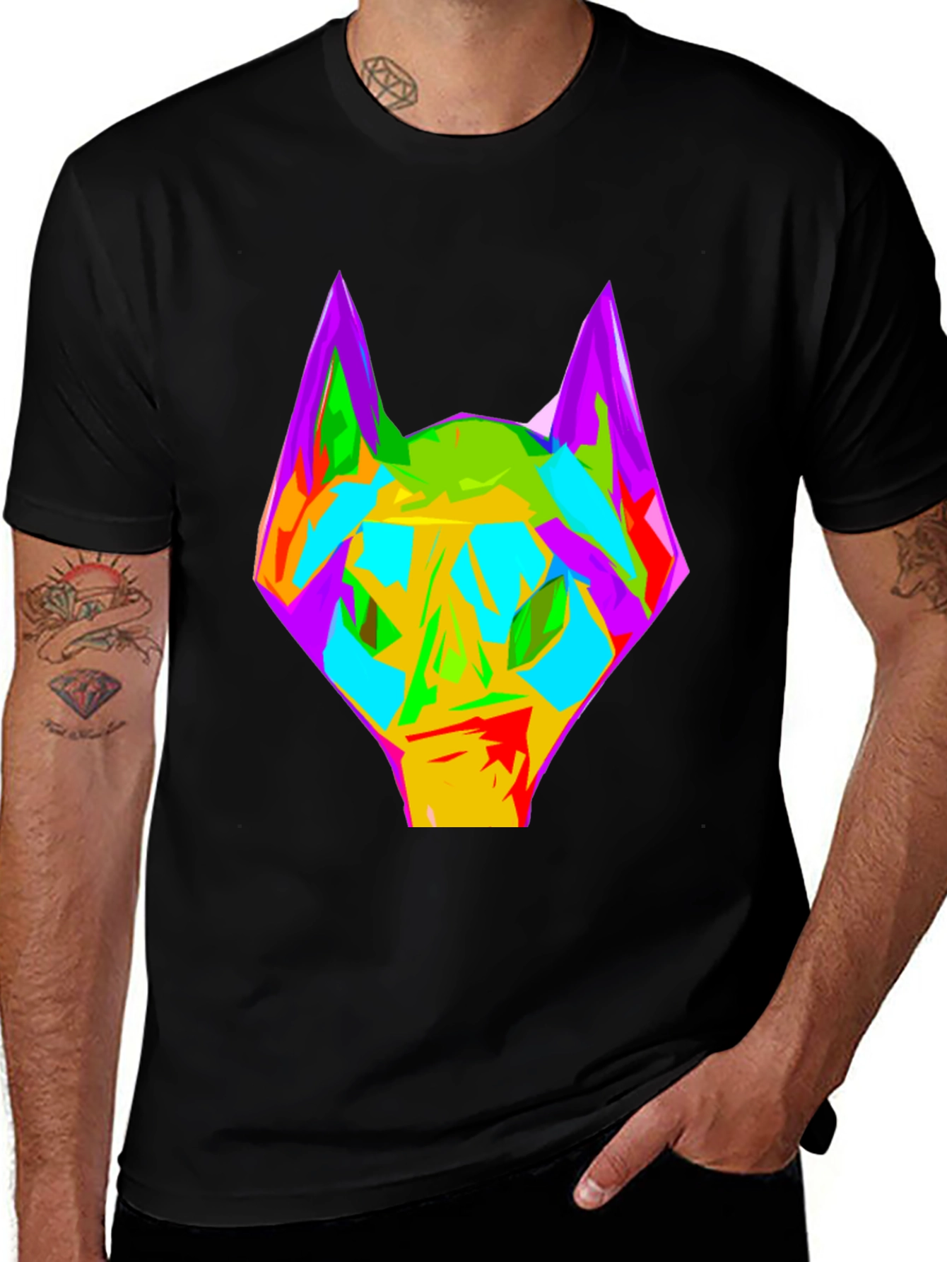 Variant 16 of Abstract Wolf Graphic Black T-Shirt