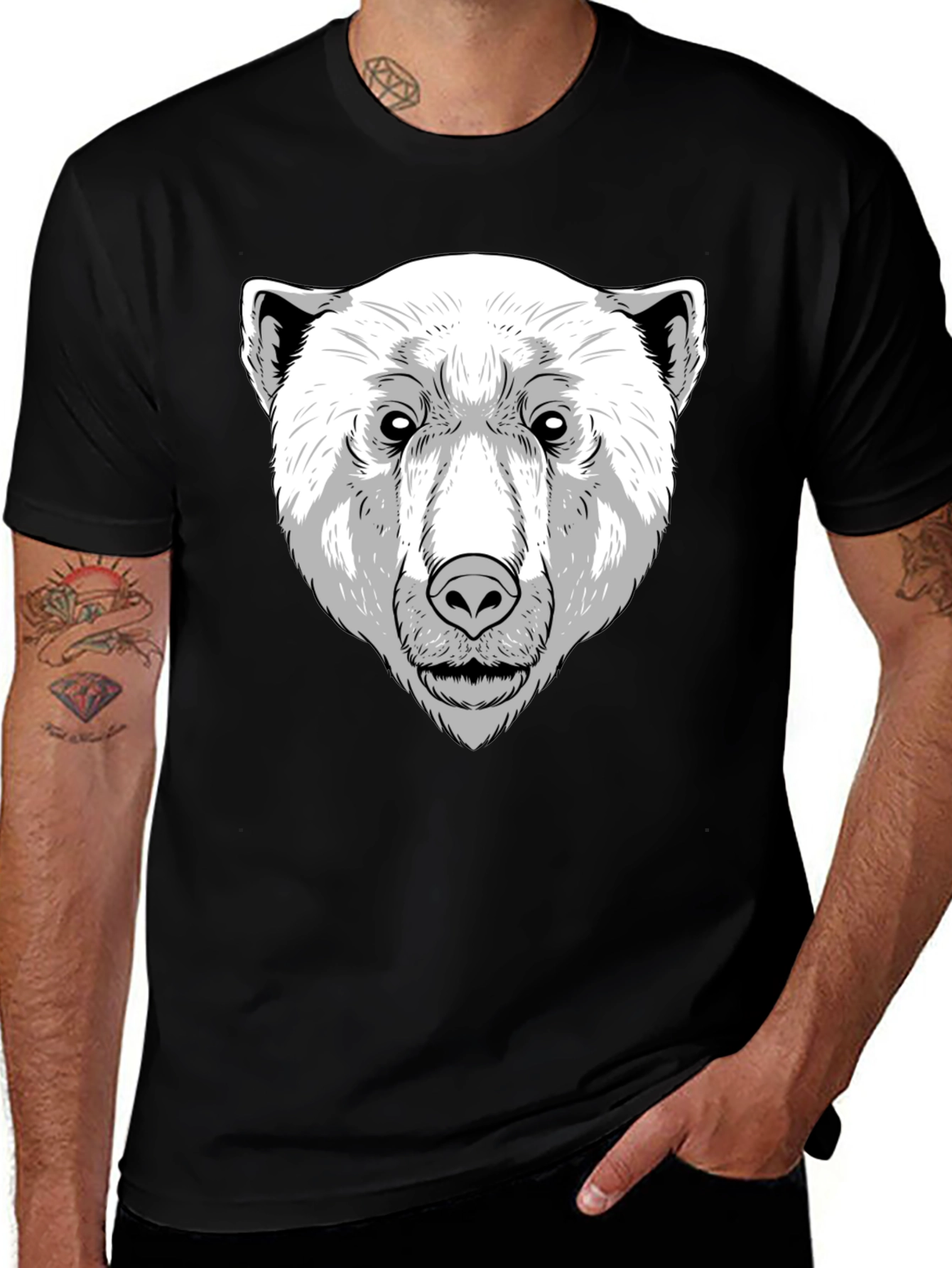 Variant 24 of Polar Bear Graphic Tee - Black Cotton T-Shirt