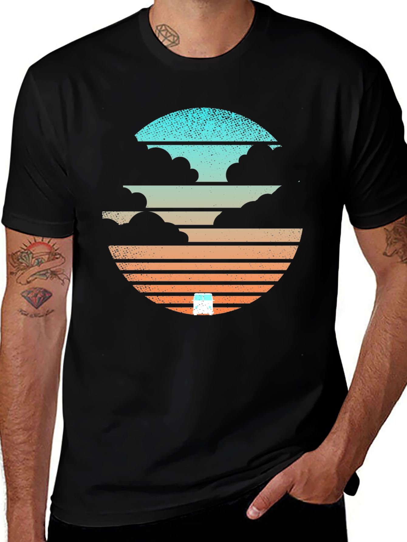 Sunset Cloud Graphic Tee - Cool Retro Design