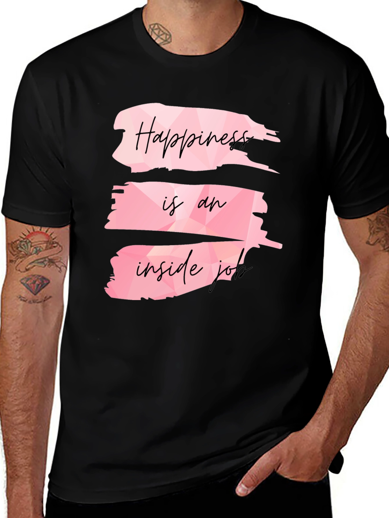 Variant 24 of Happiness Inside Job Black Graphic Tee