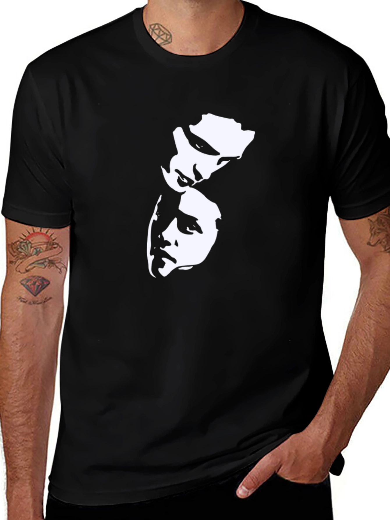 Variant 7 of Black Graphic Tee - Dual Face Design
