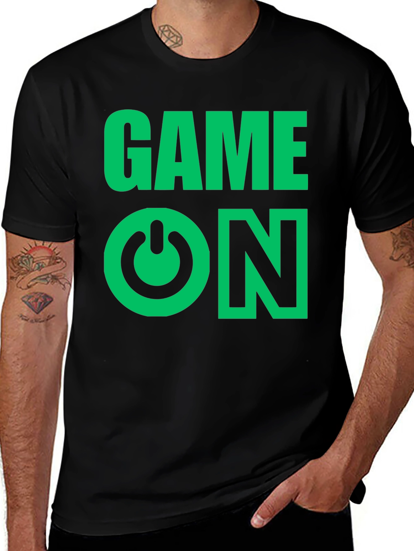Variant 25 of Game On Black T-Shirt - Gamer Style Tee