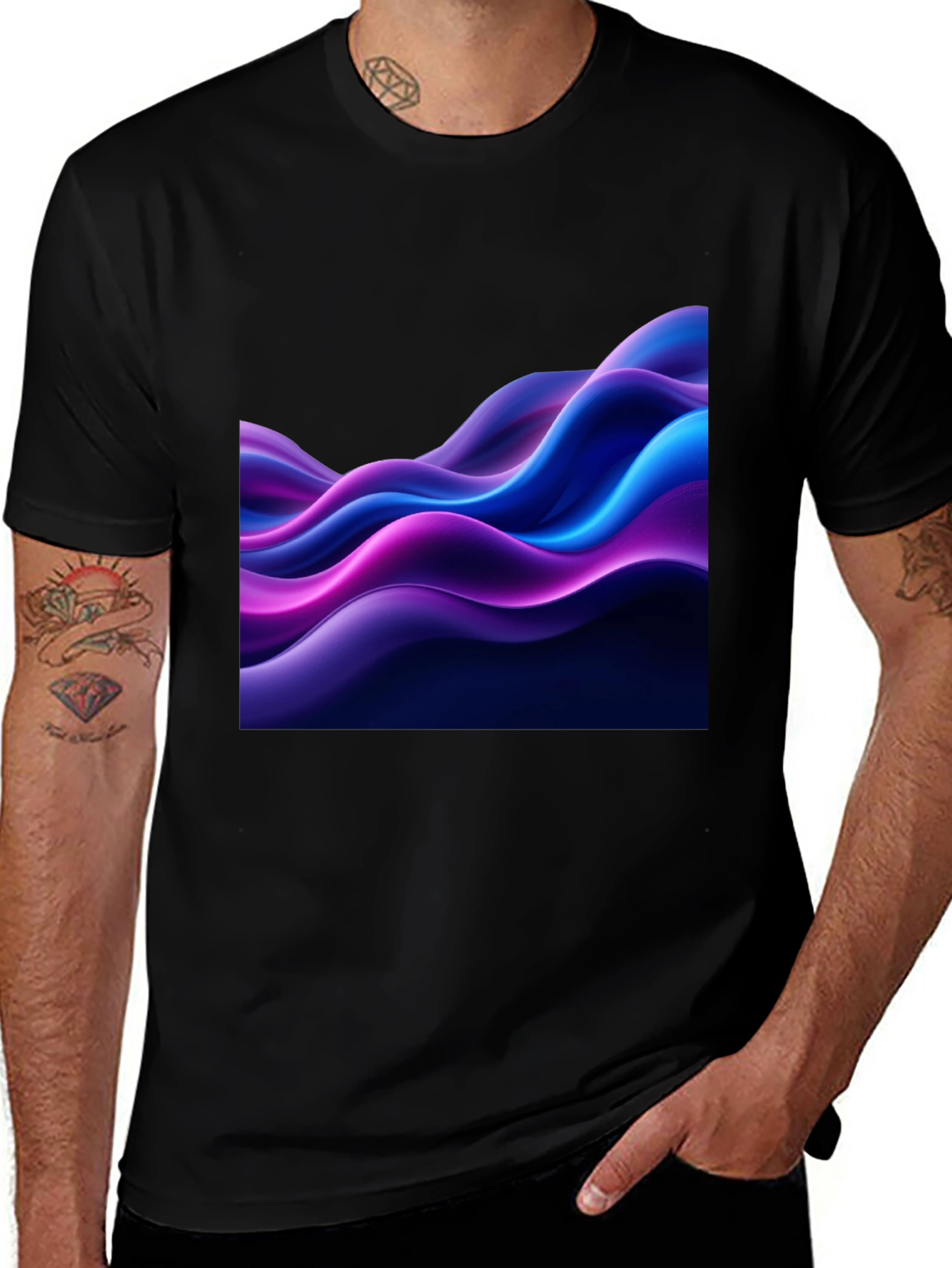 Variant 12 of Abstract Wave Black T-Shirt