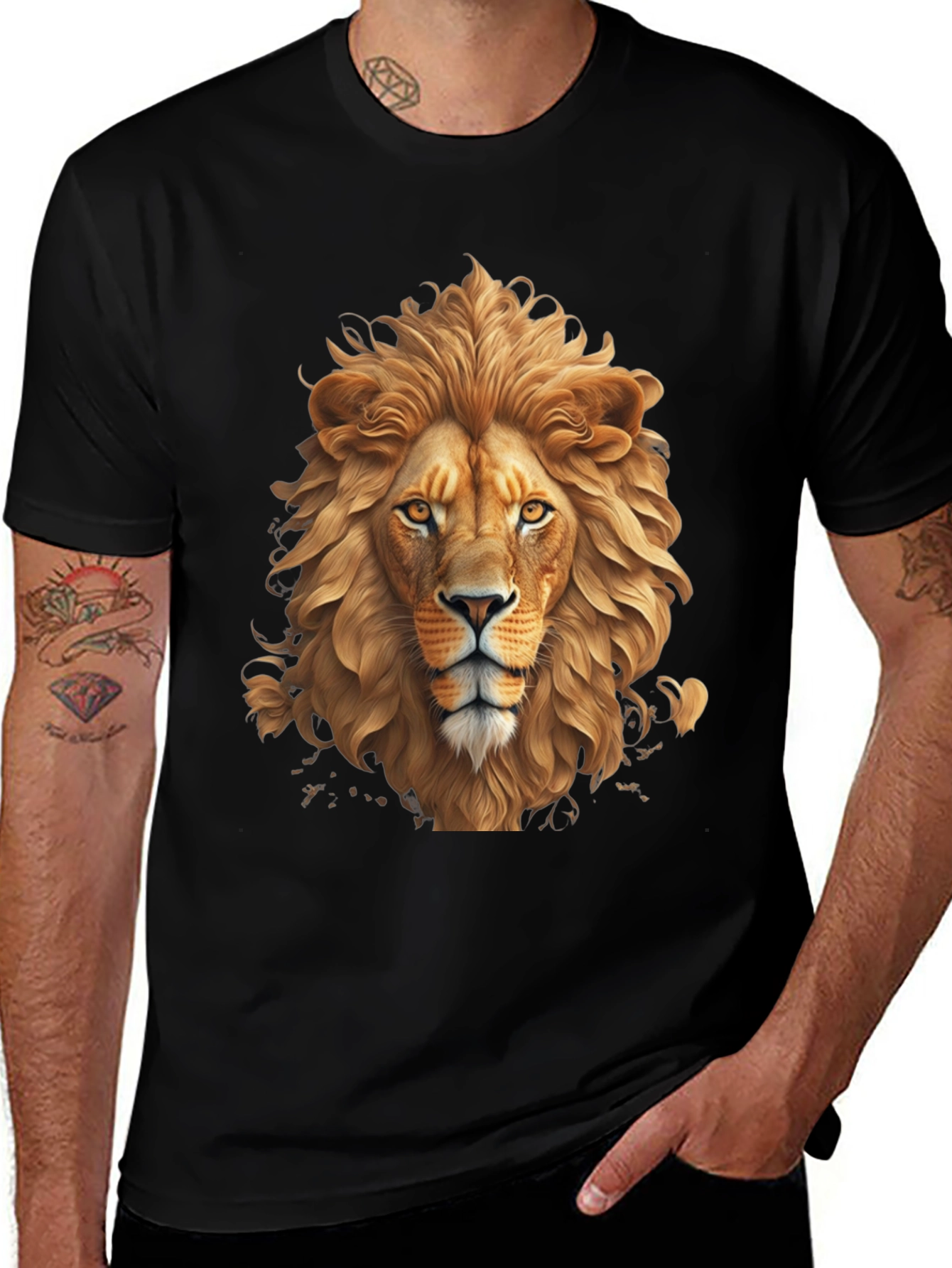 Variant 6 of Lion Graphic Print Tee - Black