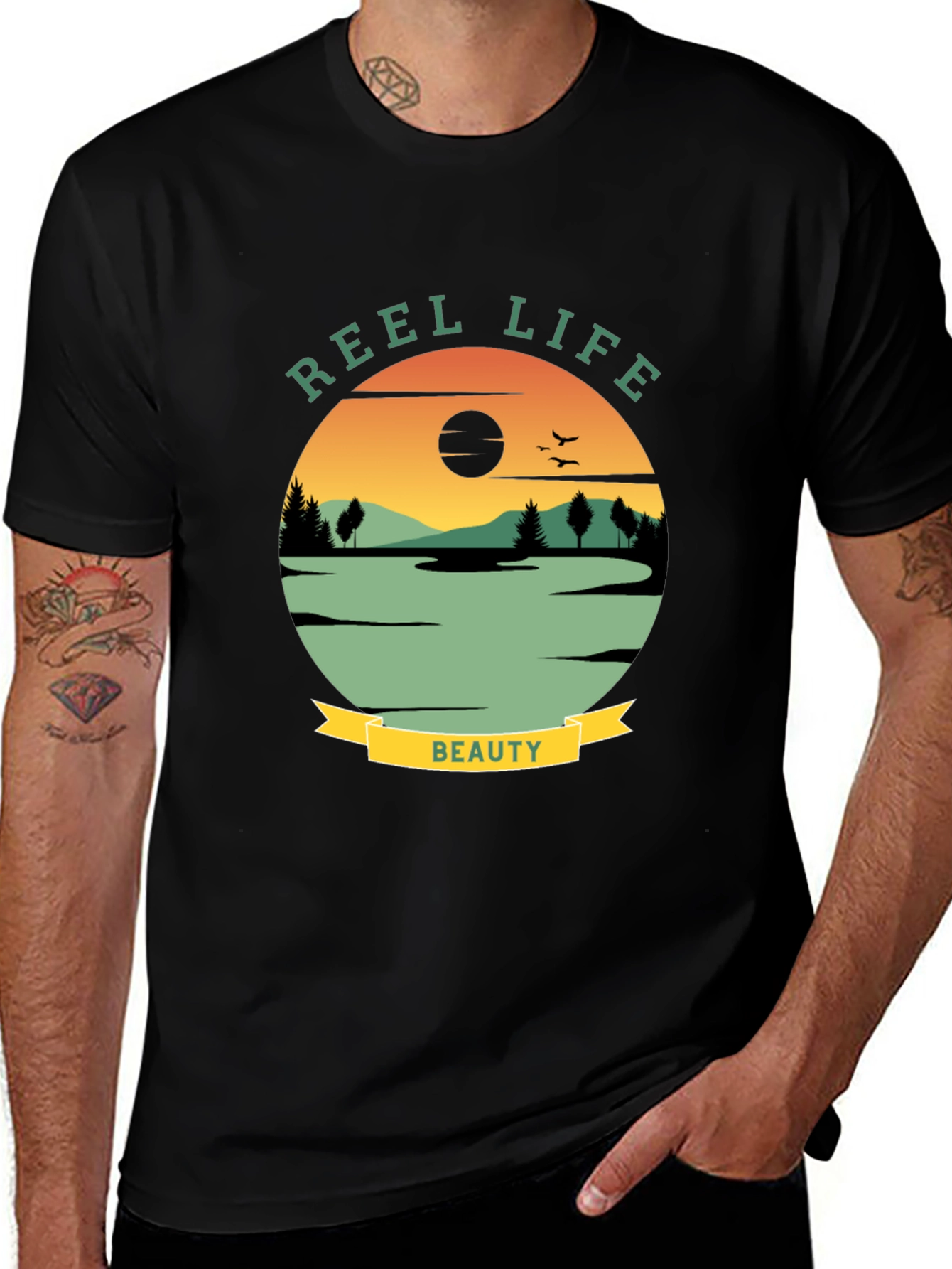 Variant 7 of Reel Life Beauty Graphic Tee - Nature Lover's T-Shirt