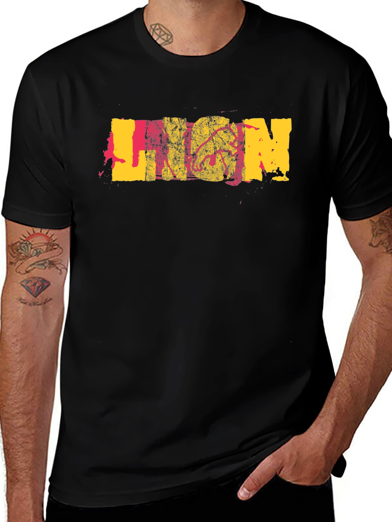 Variant 11 of Lion Graphic Print Black Cotton T-Shirt