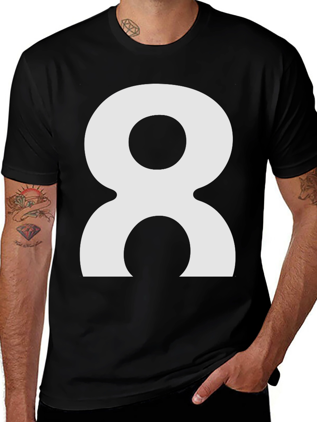 Variant 20 of Abstract Number 8 Graphic Tee - Black
