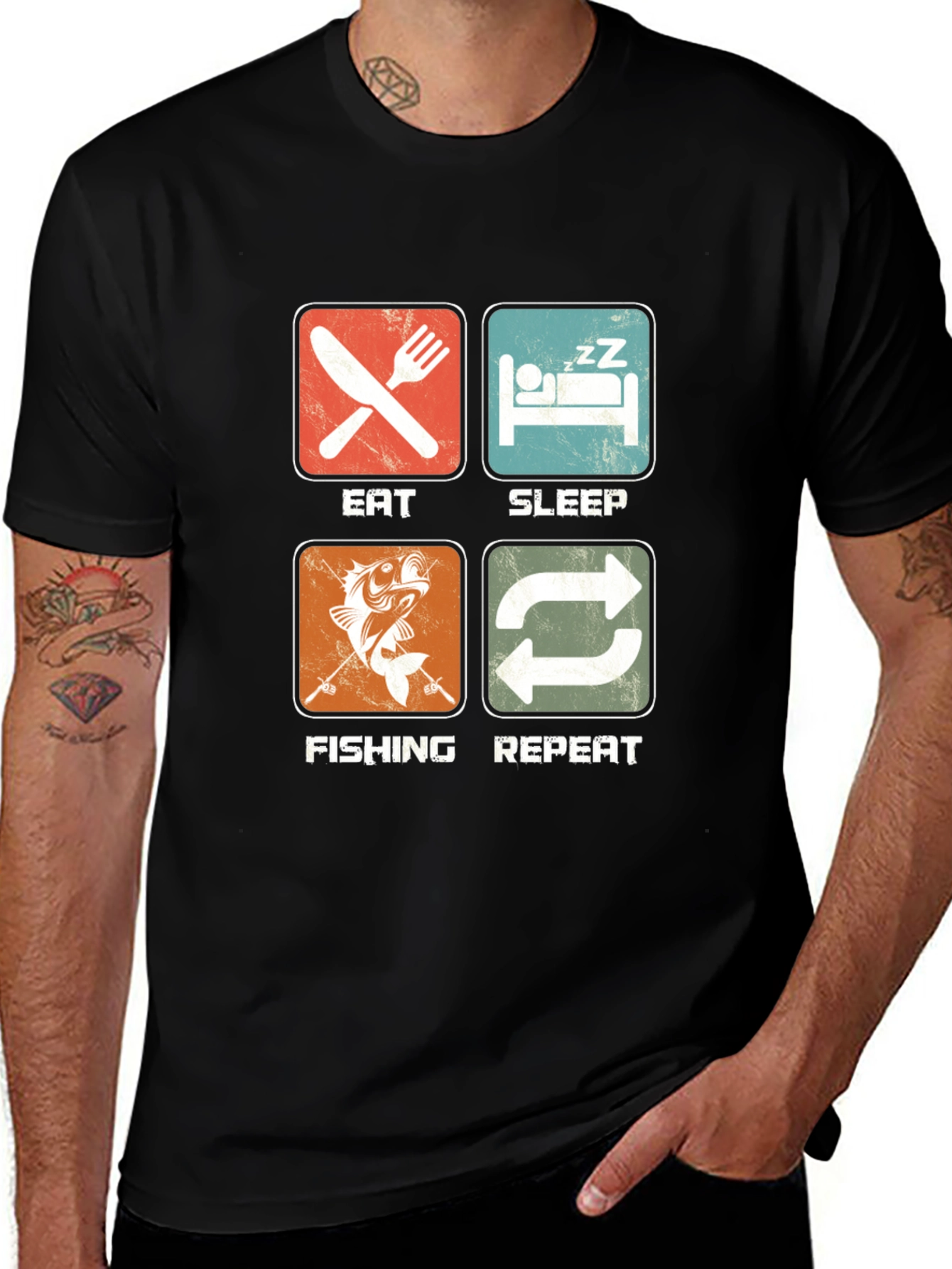 Variant 12 of Eat Sleep Fishing Repeat Graphic T-Shirt