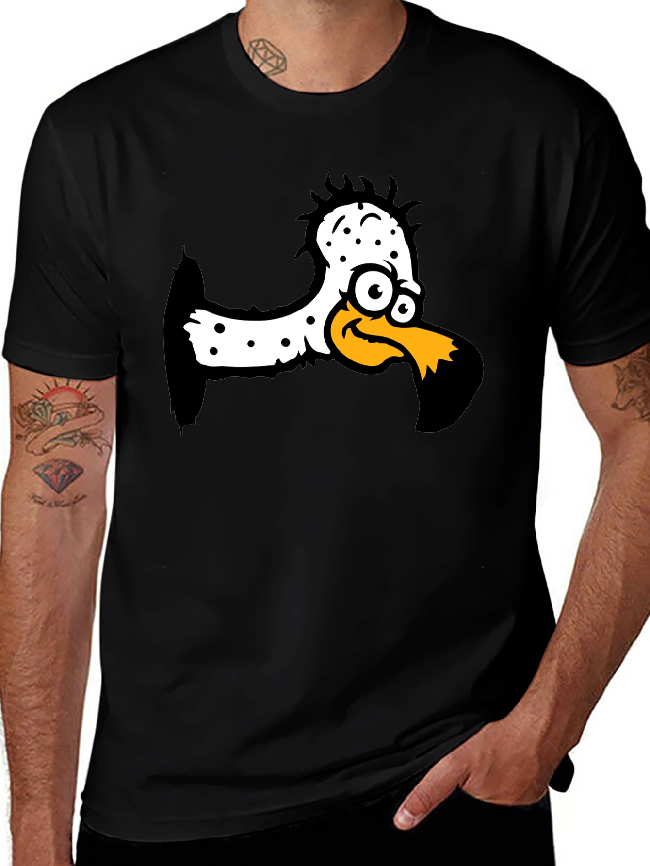 Variant 15 of Funny Dodo Bird Graphic T-Shirt - Black Cotton Tee
