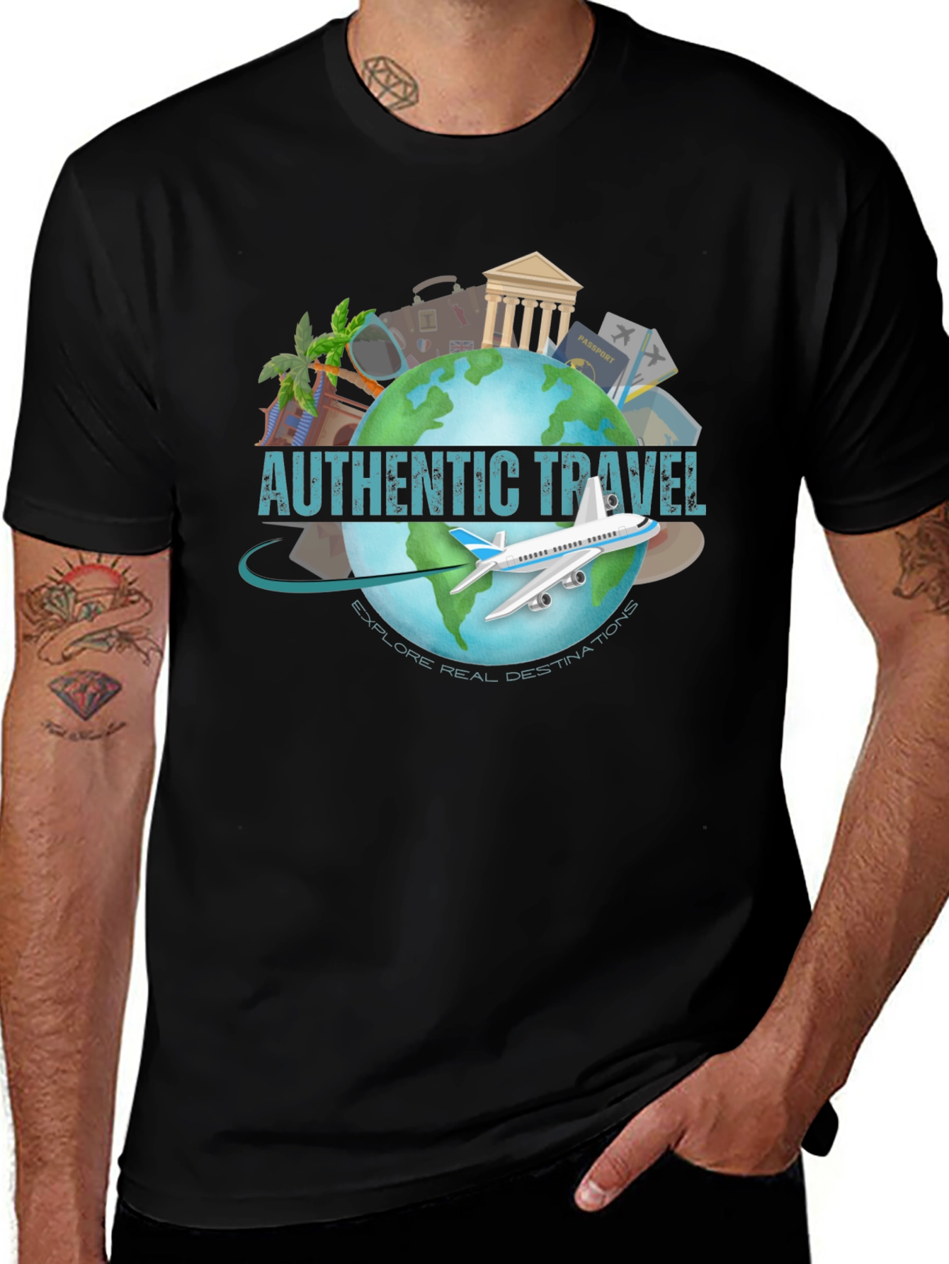 Variant 14 of Authentic Travel T-Shirt - Explore Real Destinations!