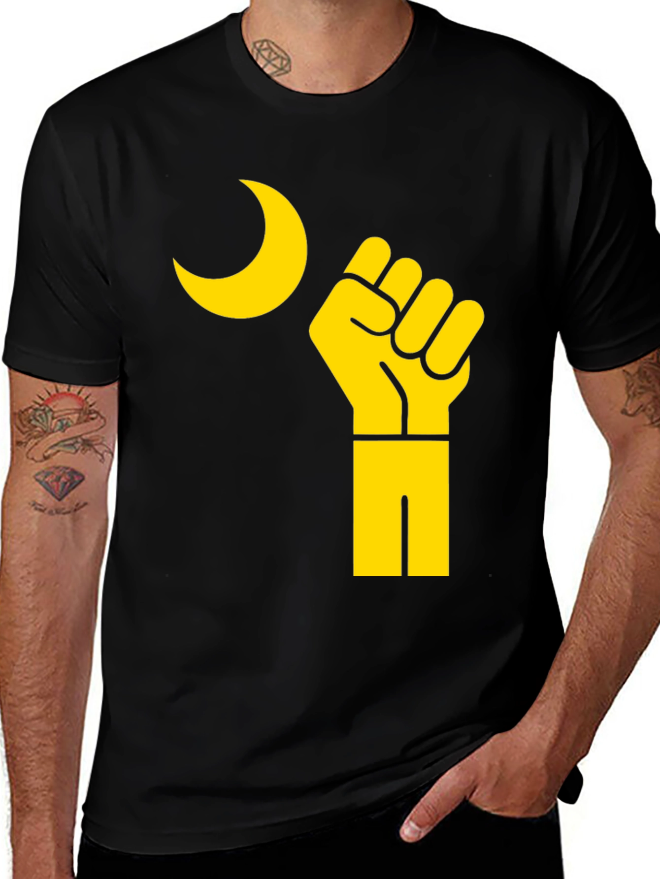 Variant 22 of Black Power Fist and Moon Graphic T-Shirt